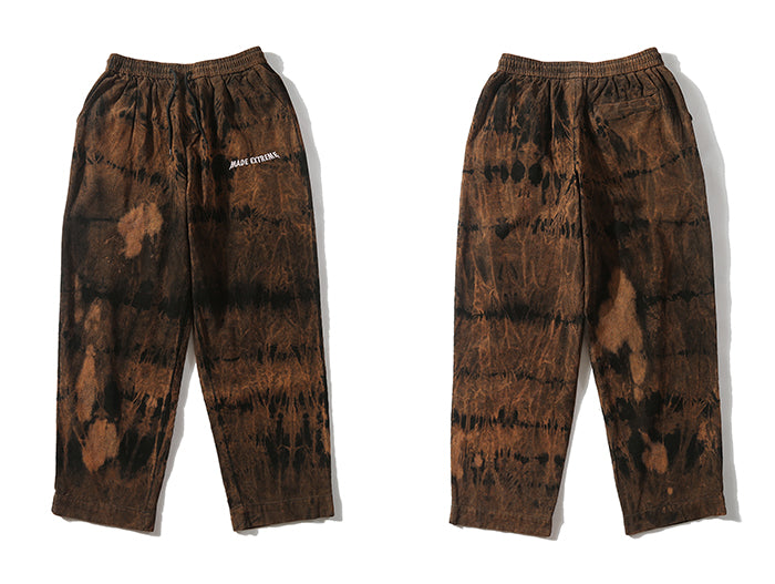 Extreme Aesthetic Earth Tone Tie-Dye Loose-Fit Corduroy Pants