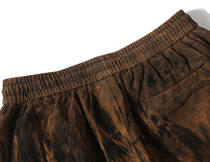 Extreme Aesthetic Earth Tone Tie-Dye Loose-Fit Corduroy Pants