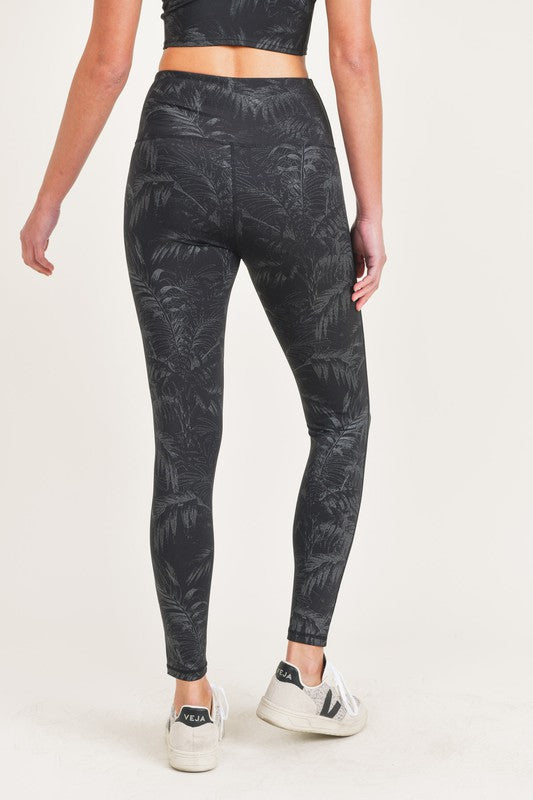 Tropical Foil Print Highwaist Leggings