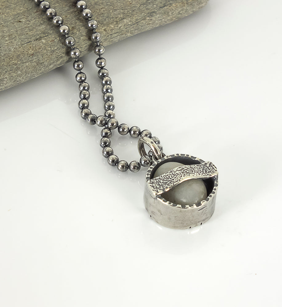 Small Caged Quartz Stone Pendant