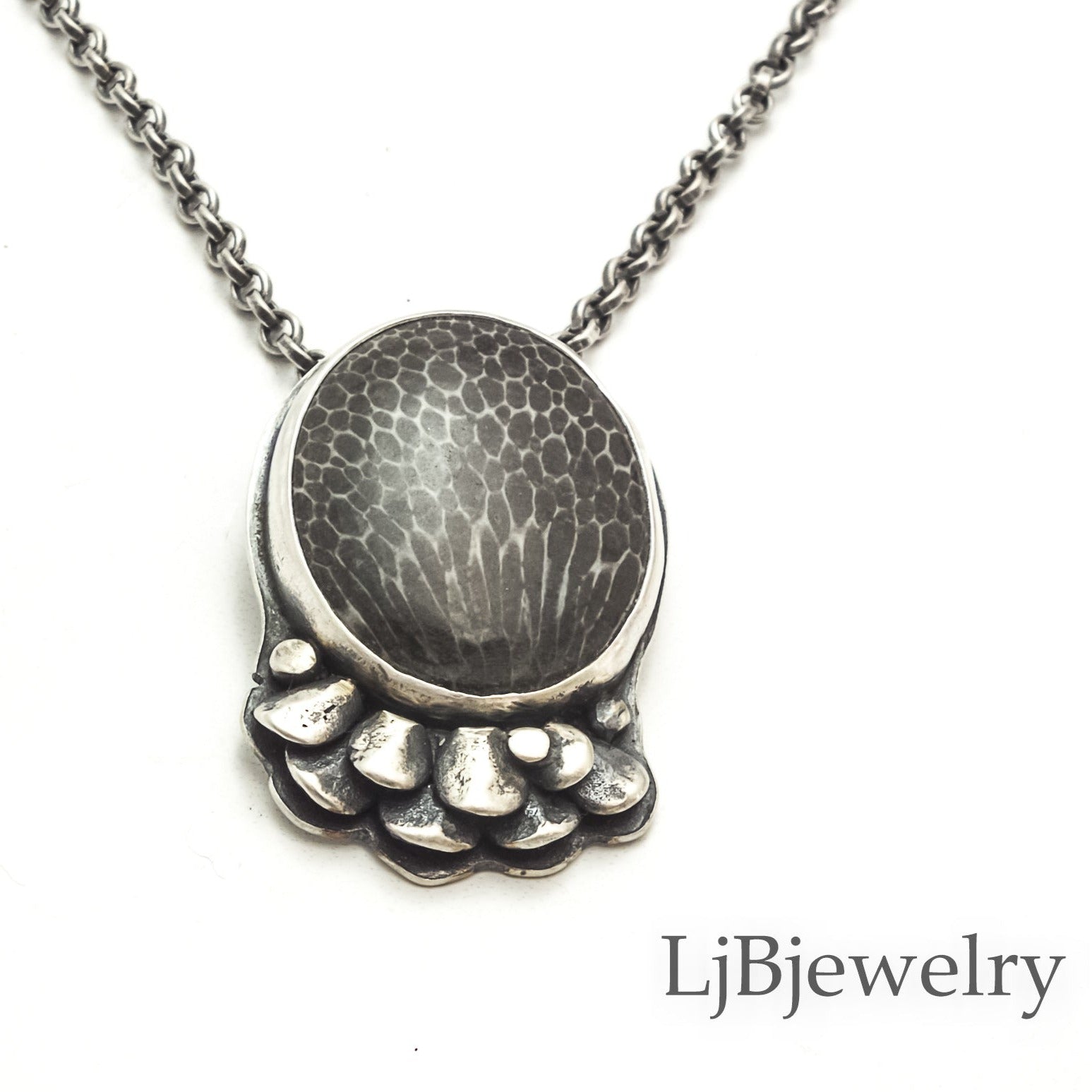 Sterling Silver Fossil  Pendant Necklace