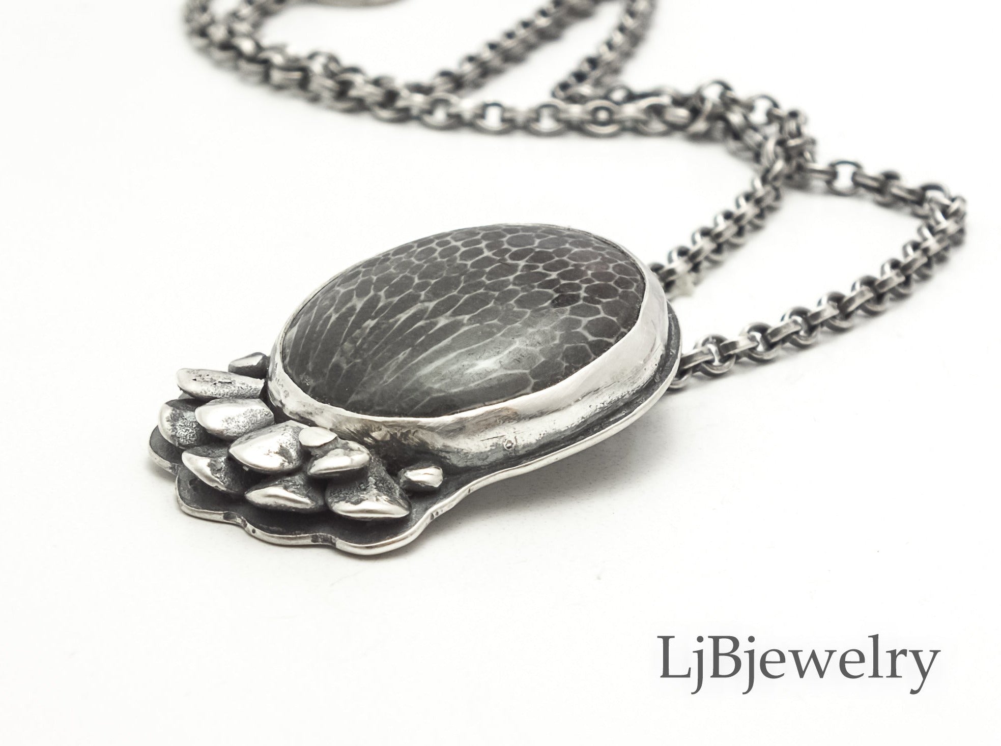 Sterling Silver Fossil  Pendant Necklace