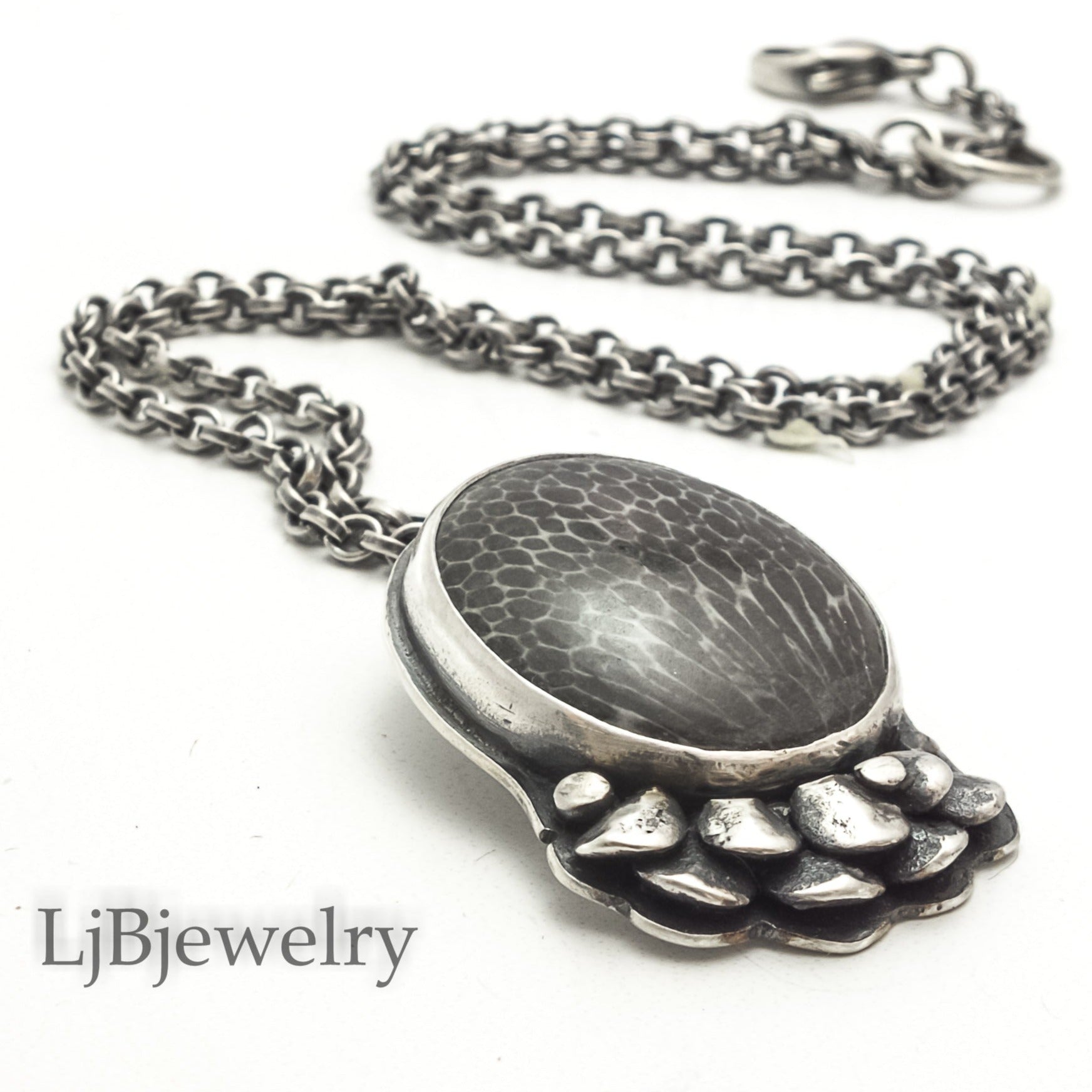 Sterling Silver Fossil  Pendant Necklace