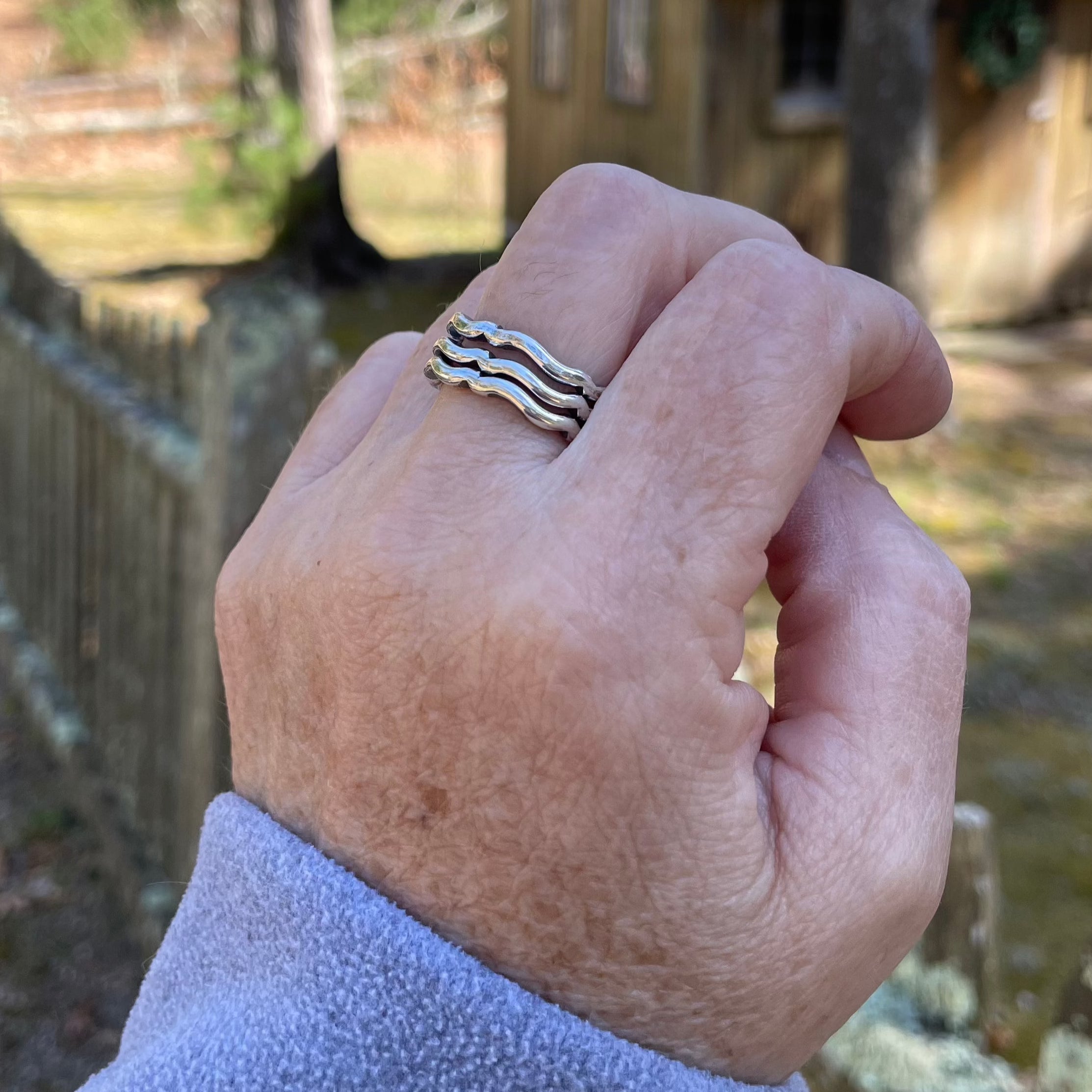 Handmade Sterling Silver Stacking Wave Ring