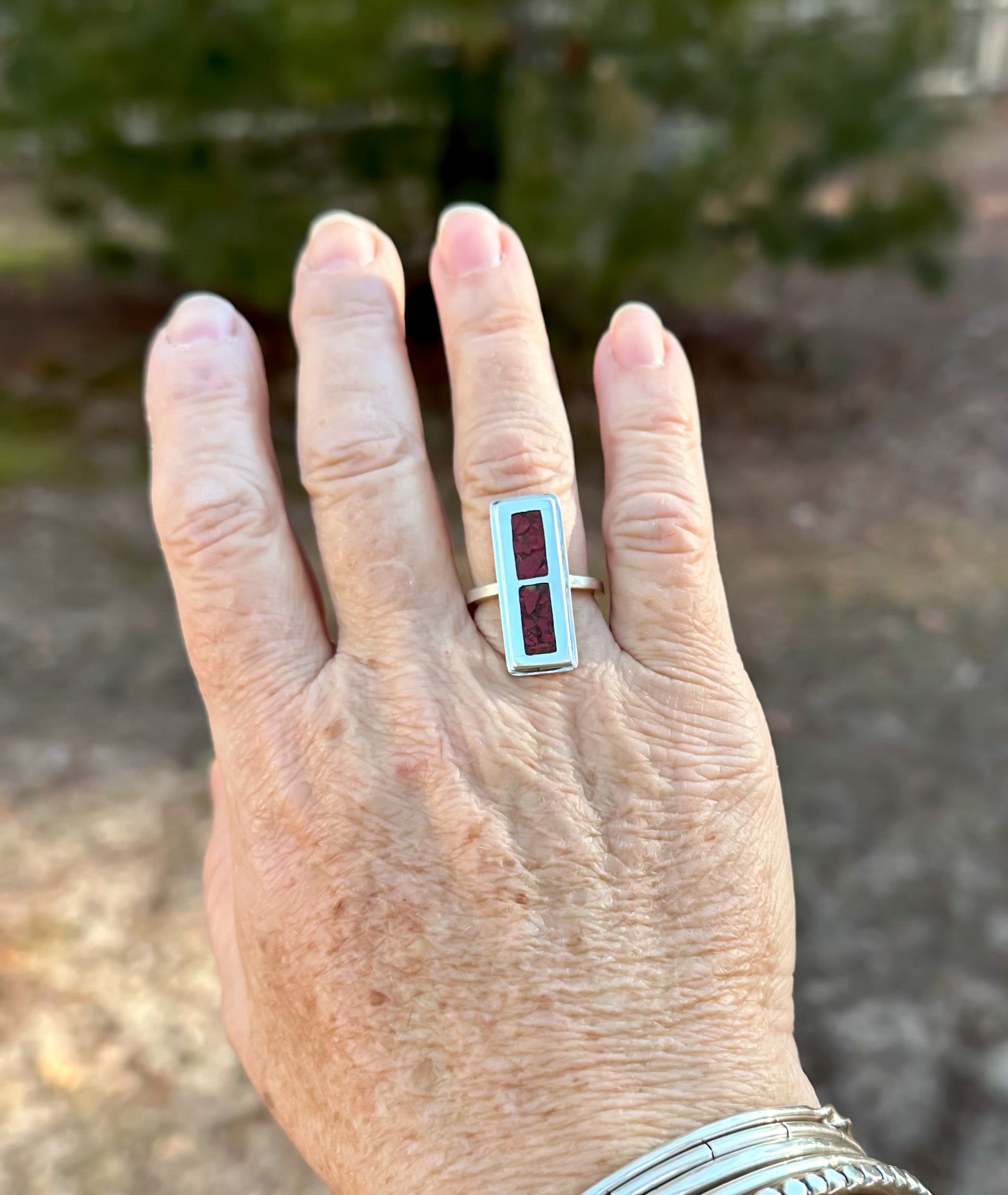 Red Agate Inlay Ring