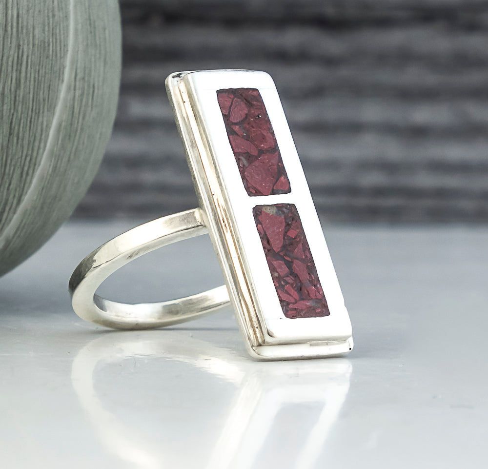 Red Agate Inlay Ring
