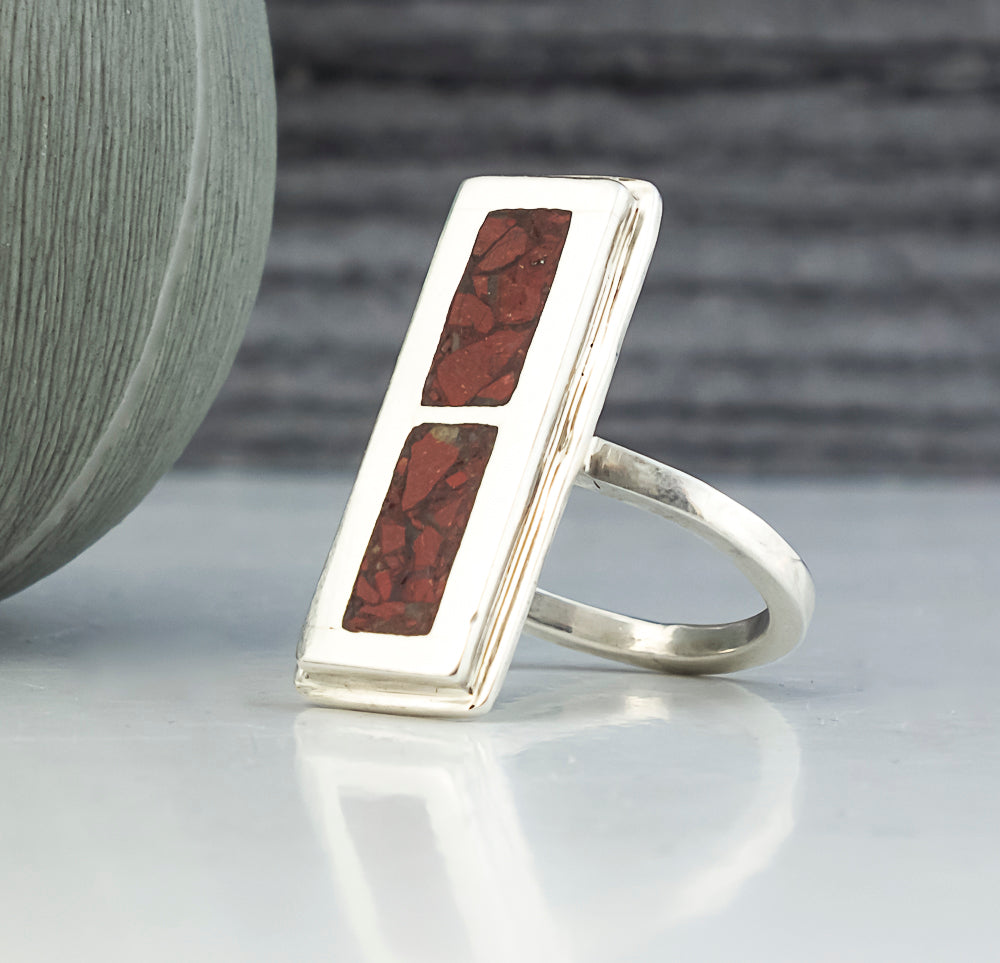 Red Agate Inlay Ring