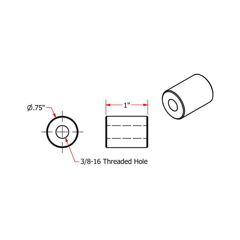 Steel Bungs 3/8-16 Threaded 1 inch Long by TC Bros