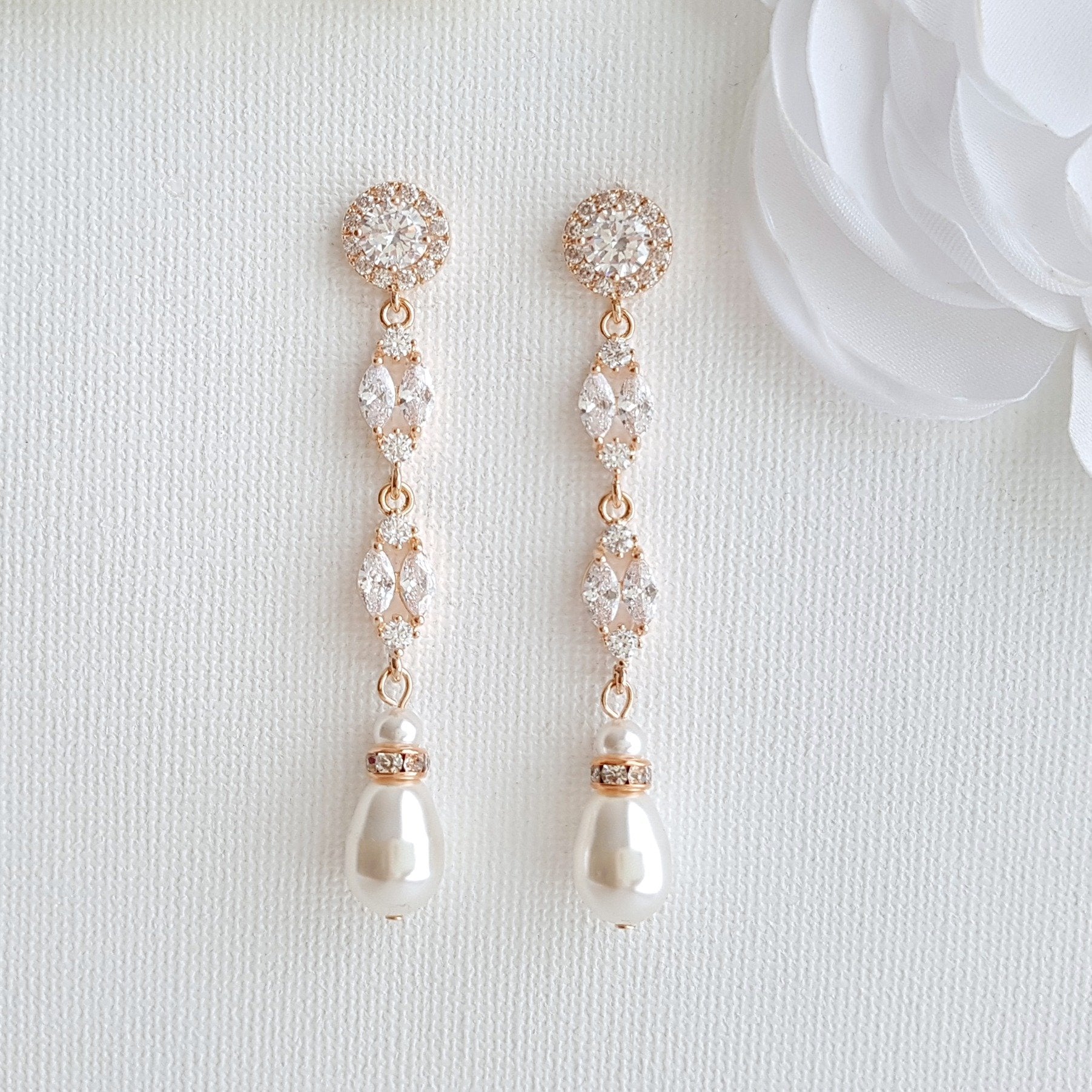 Long Pearl Drop Earrings-Hayley