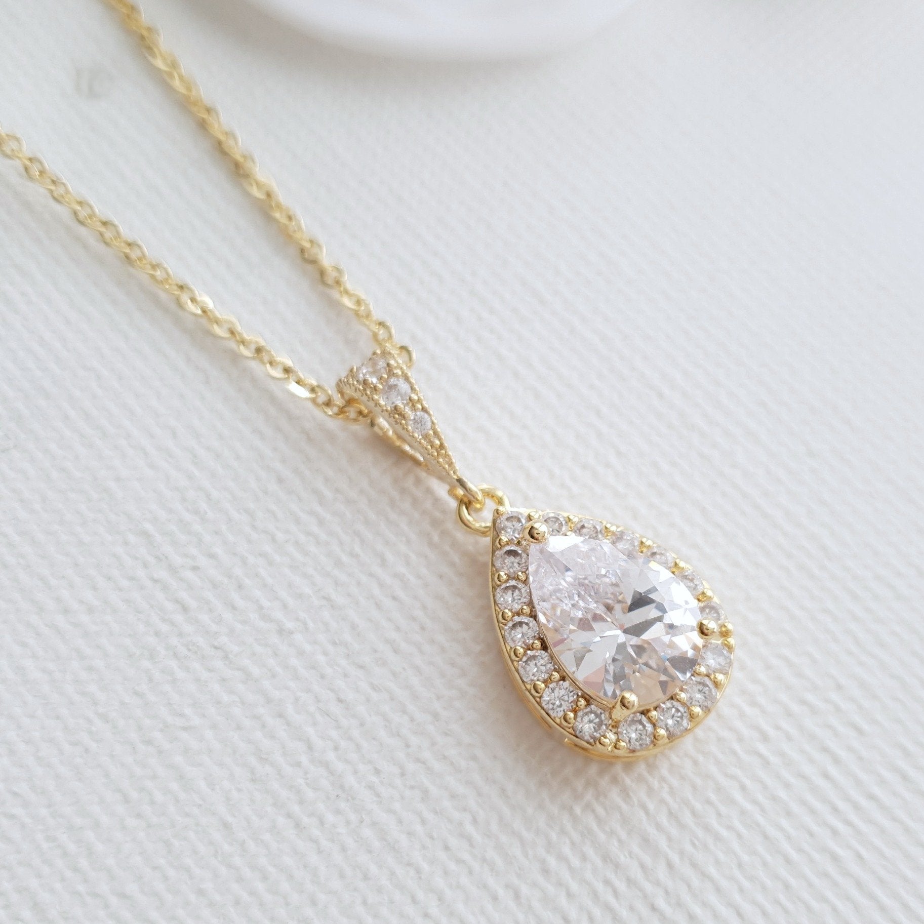 Teardrop Bridal & Bridesmaids Pendant Necklace-Emma