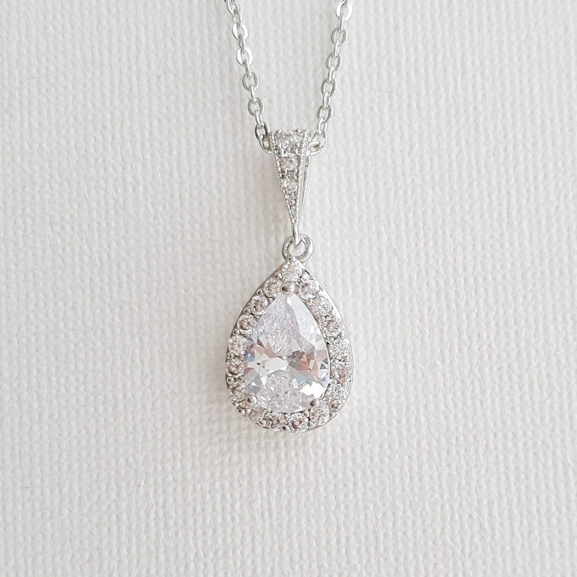 Teardrop Bridal & Bridesmaids Pendant Necklace-Emma