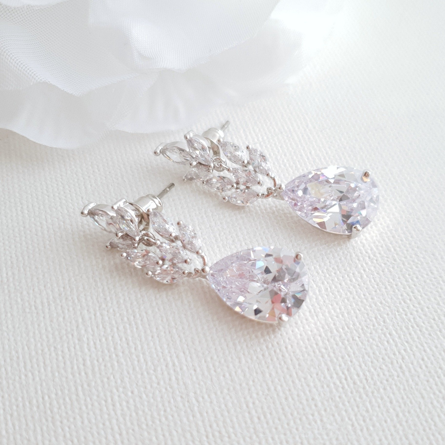 Rose Gold Leaf Earrings for Weddings-Willow