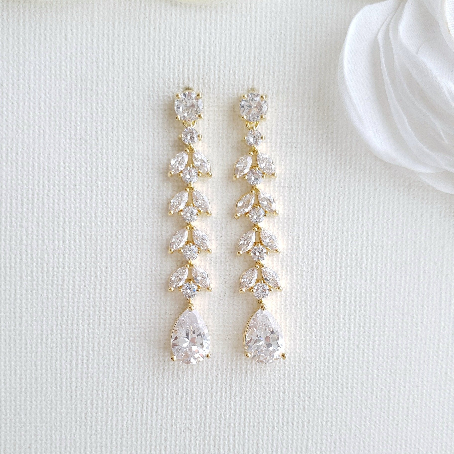 Marquise Bridal Earrings in Rose Gold- Kira