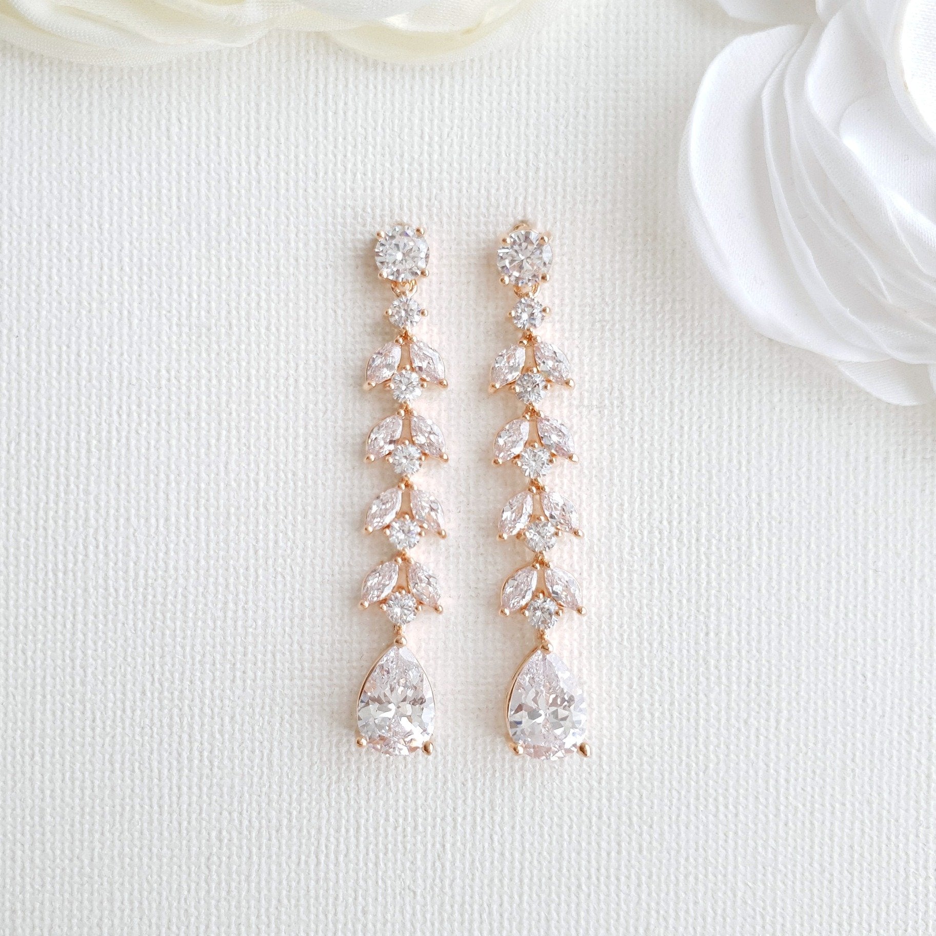 Marquise Crystal Earrings in Gold- Kira