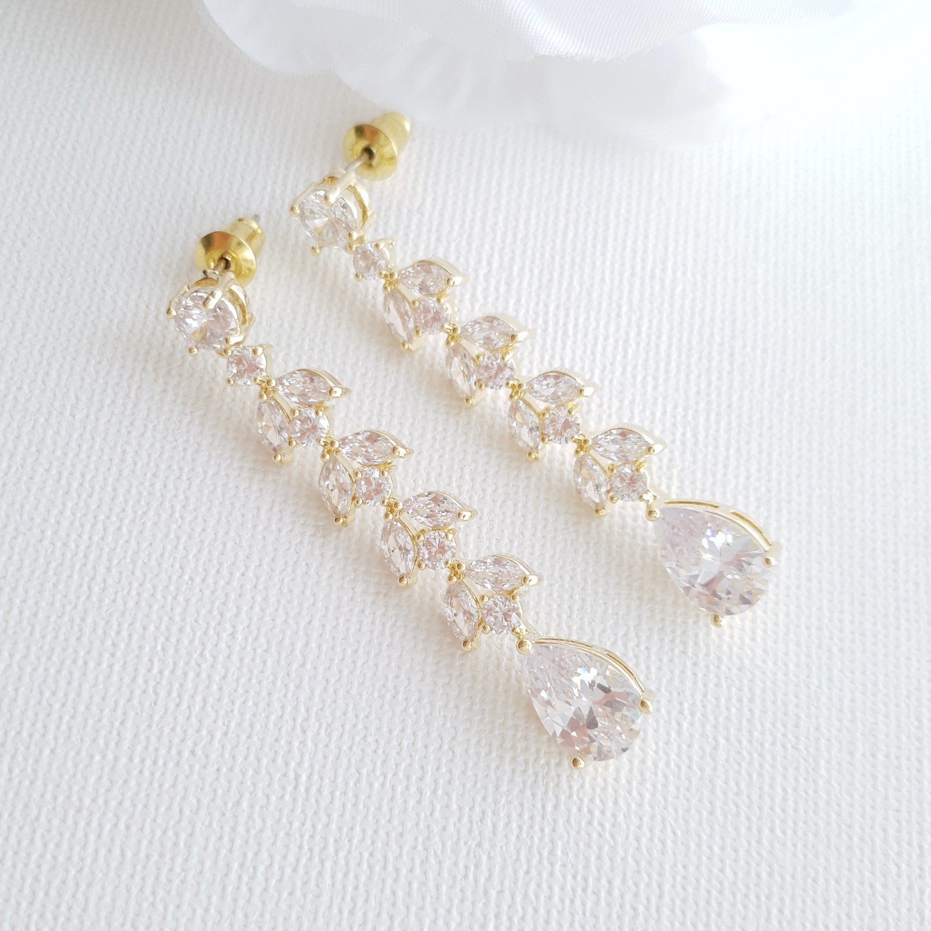 Marquise Bridal Earrings in Rose Gold- Kira