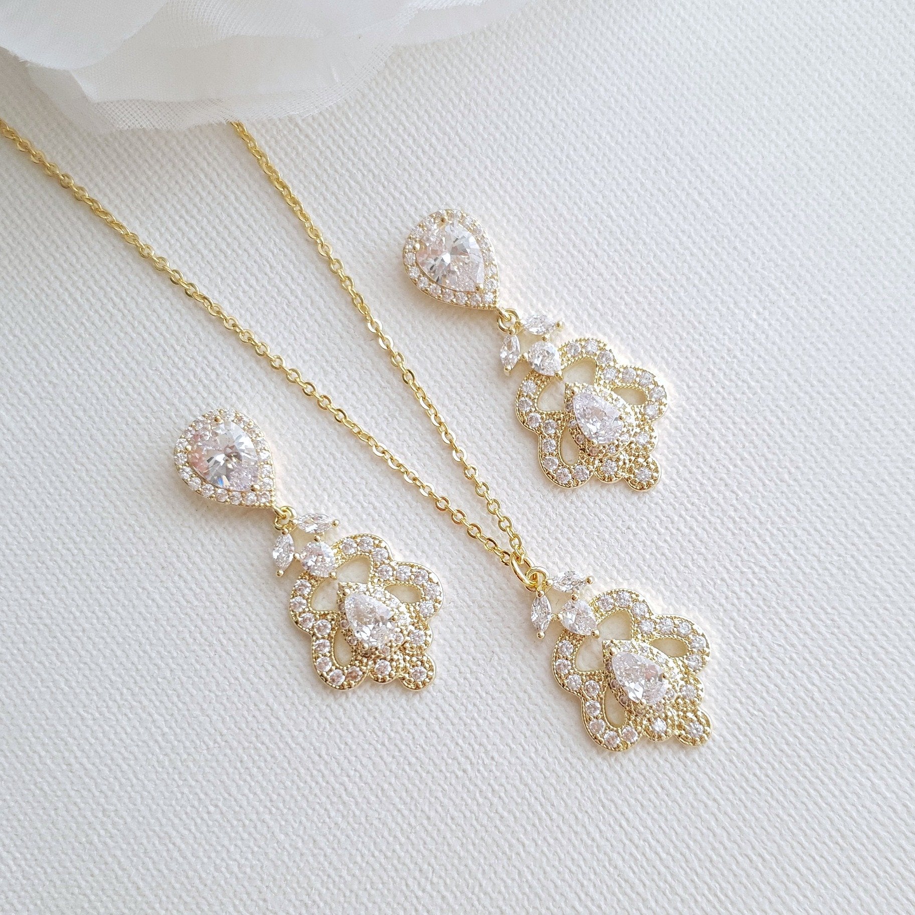 Rose Gold Vintage Bridal Jewelry Set- Norma