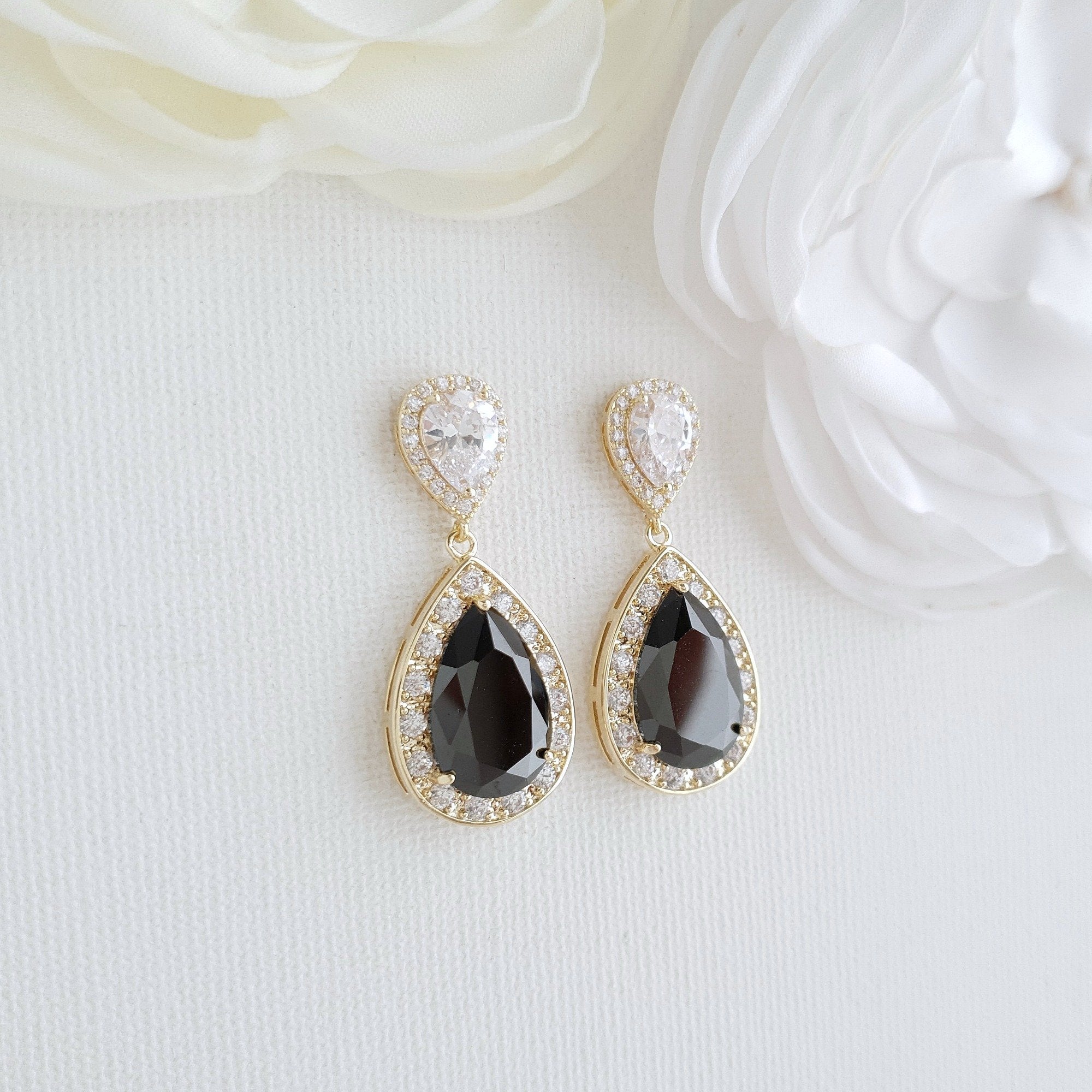 Rose Gold and Black Earrings-Zoe