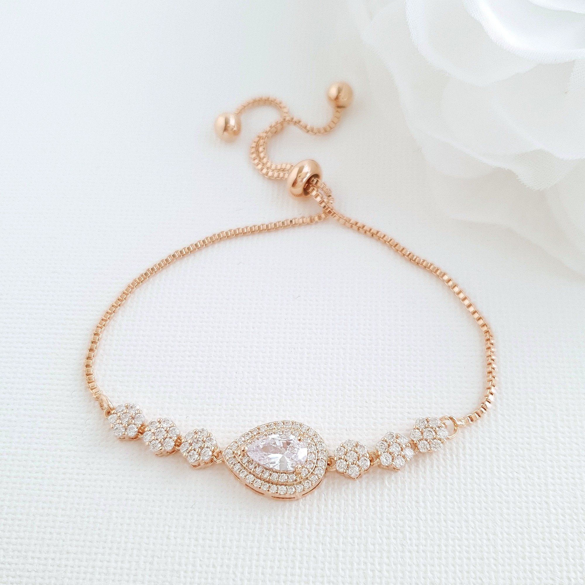 Gold Slider Clasp Wedding Bracelet- Joni