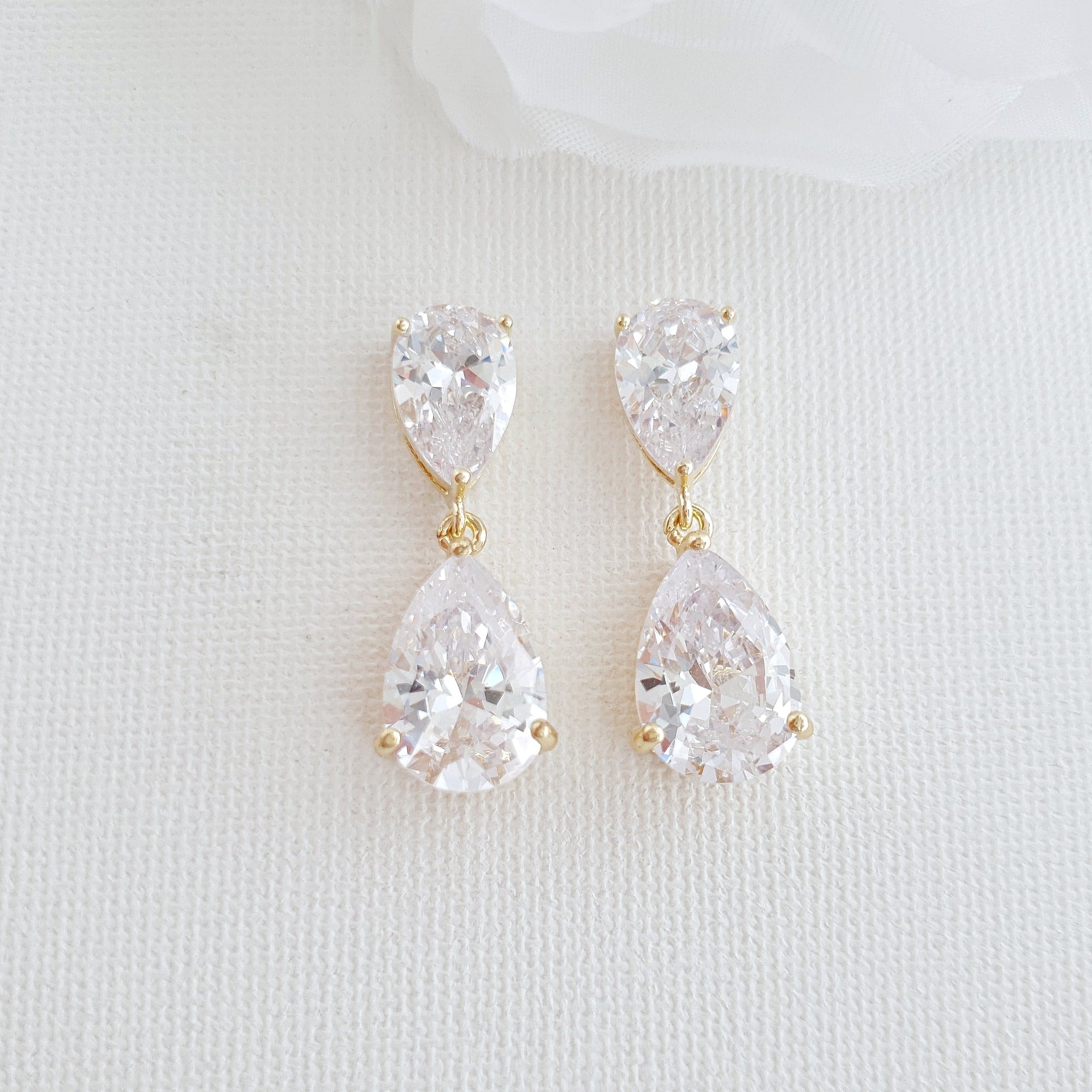 Rose Gold Diamante Earrings-Clara