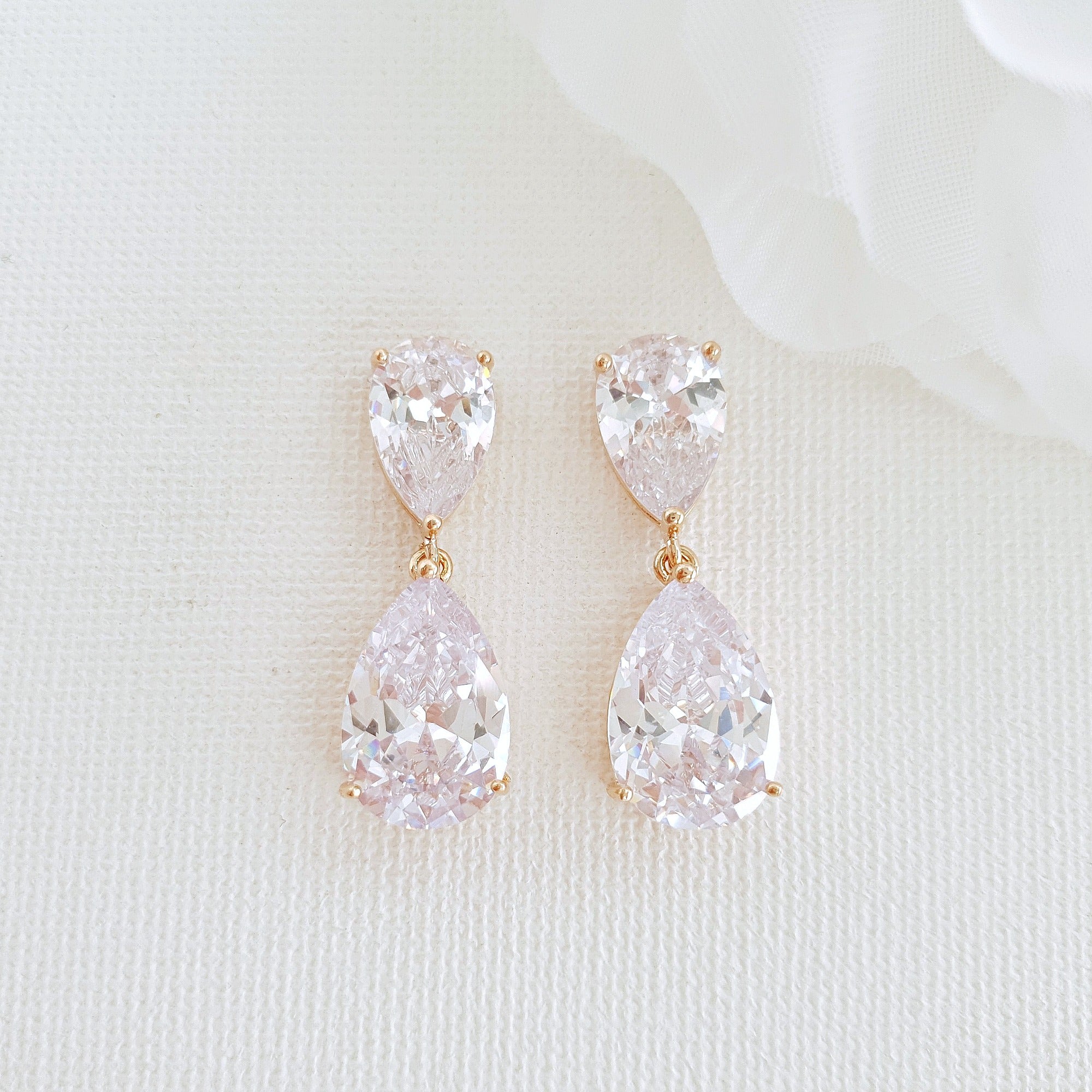 Rose Gold Diamante Earrings-Clara