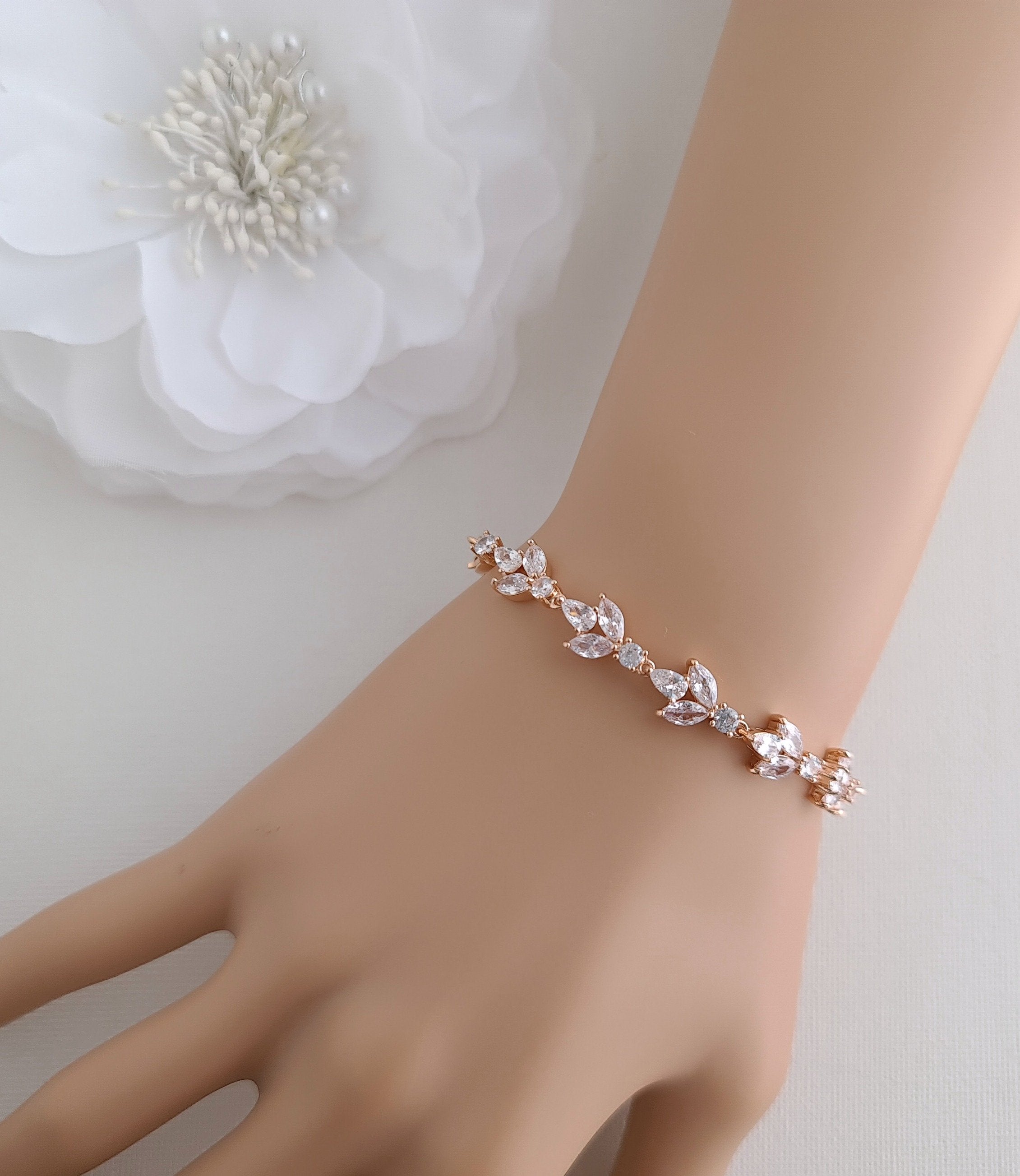 Bracelet for the Bride in CZ & Silver-Anya