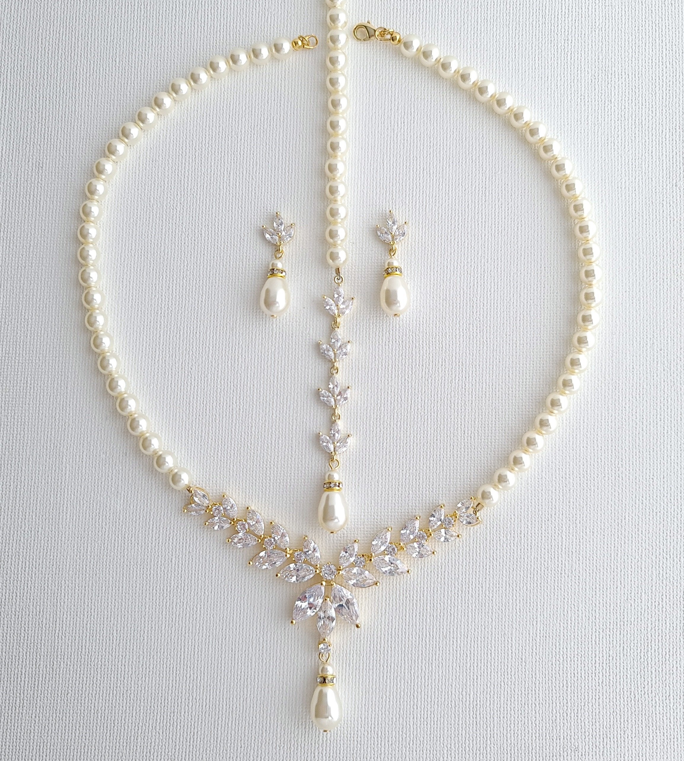 Pearl Bridal Jewelry Set Silver- Katie