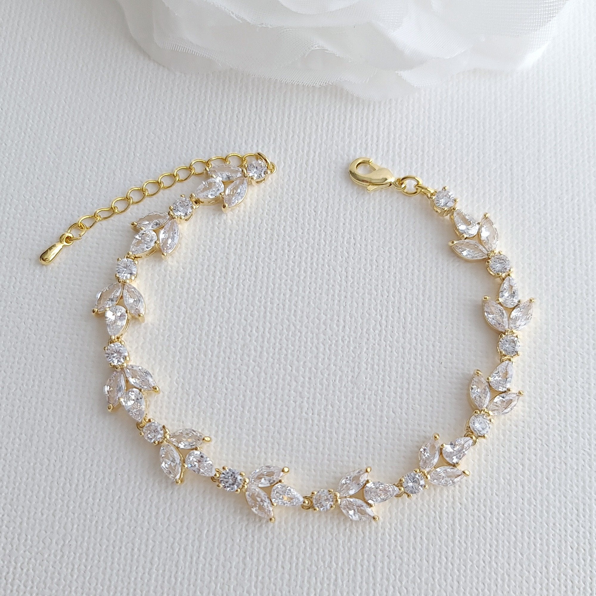 Light Gold Color Bridal Bracelet-Anya