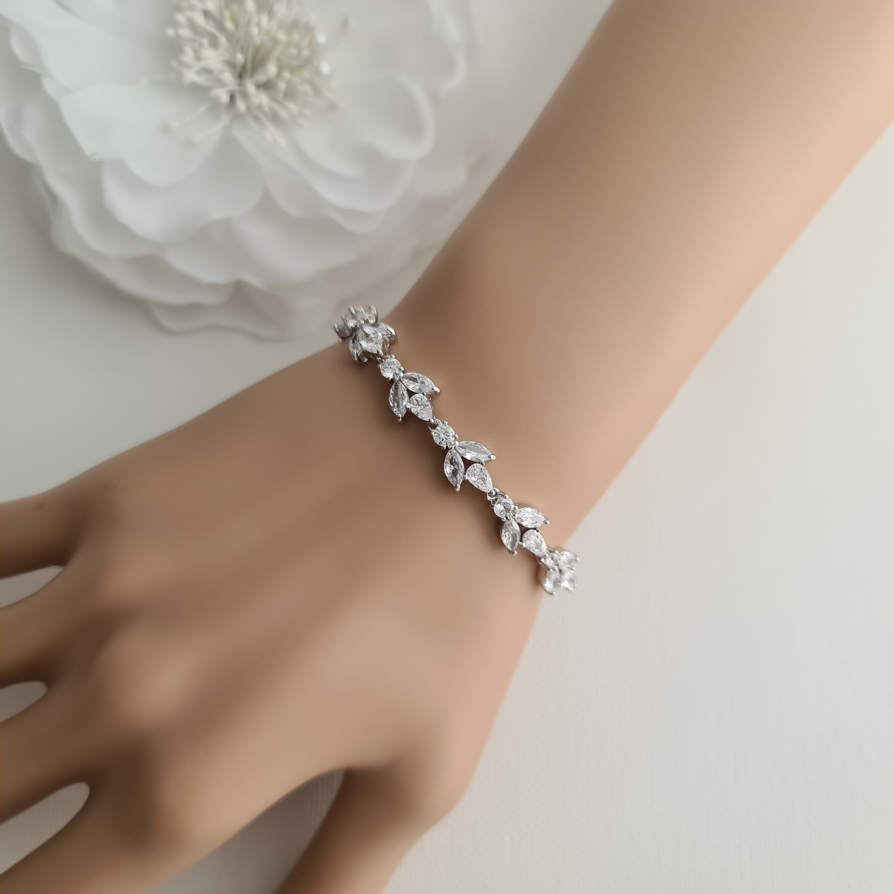 Bracelet for the Bride in CZ & Silver-Anya