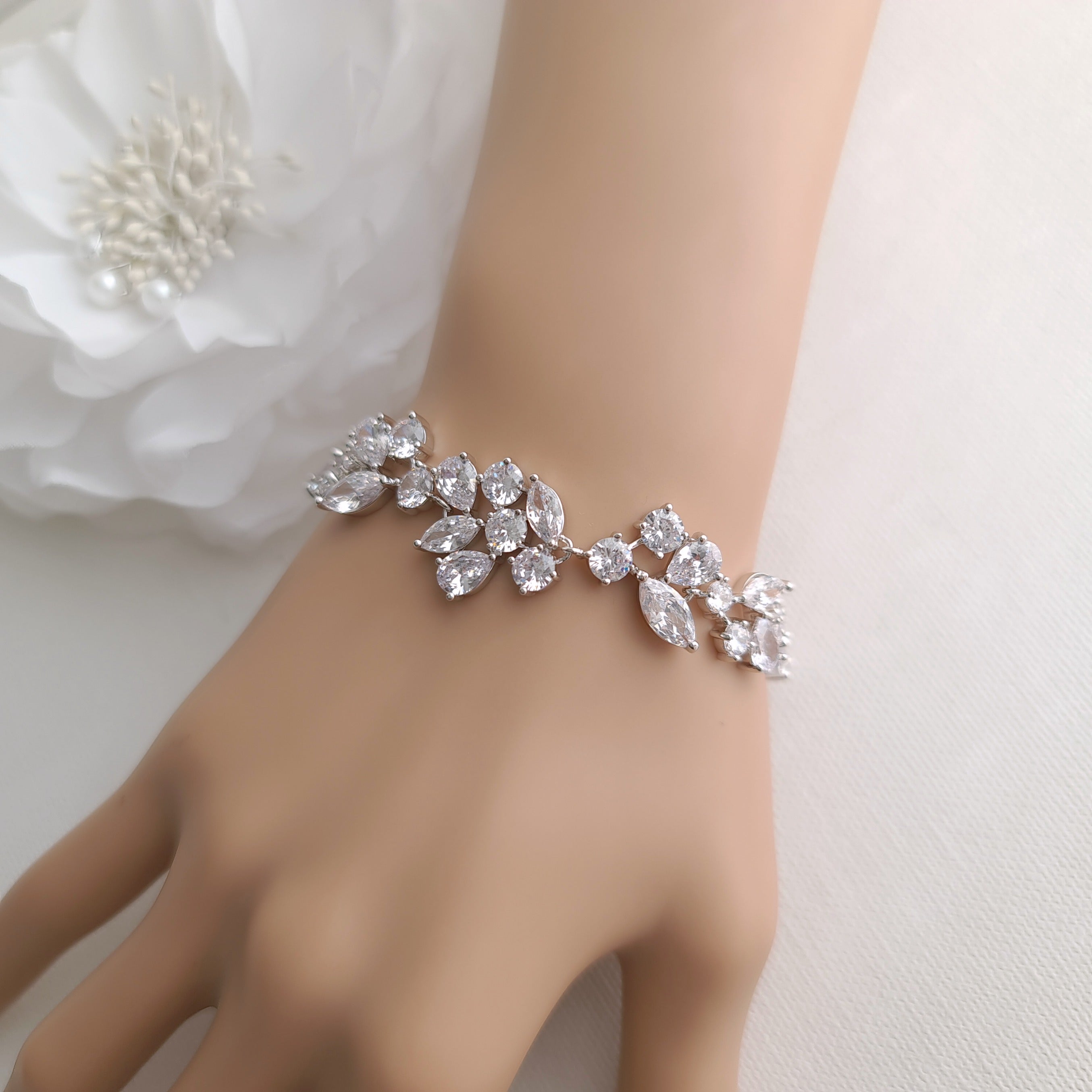 Zirconia Wedding Bracelet for Brides-Nicole