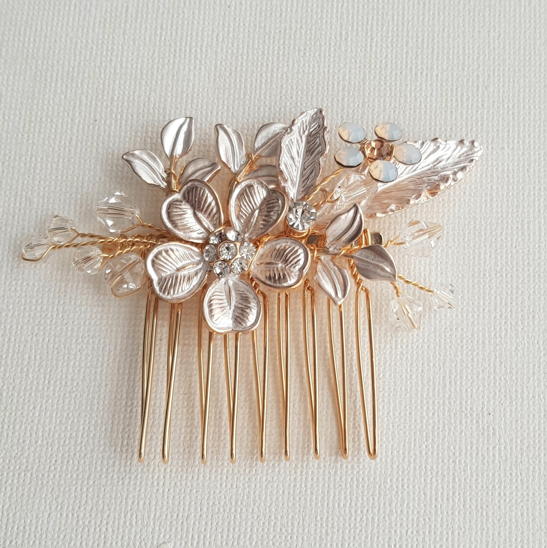 Dainty Flower & Leaf Wedding Hair Comb- Posy