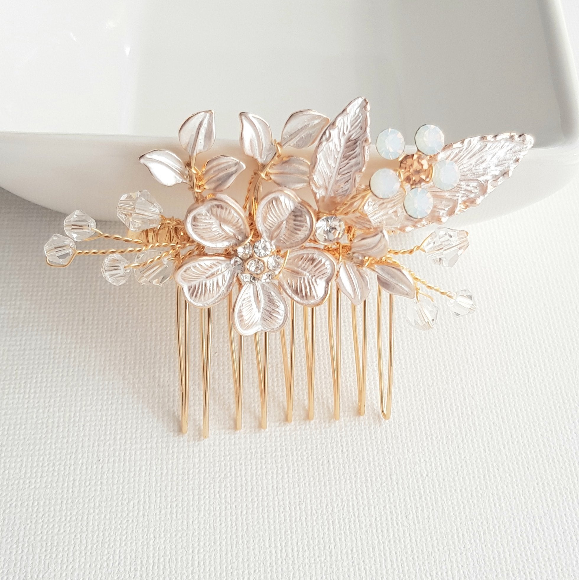 Dainty Flower & Leaf Wedding Hair Comb- Posy