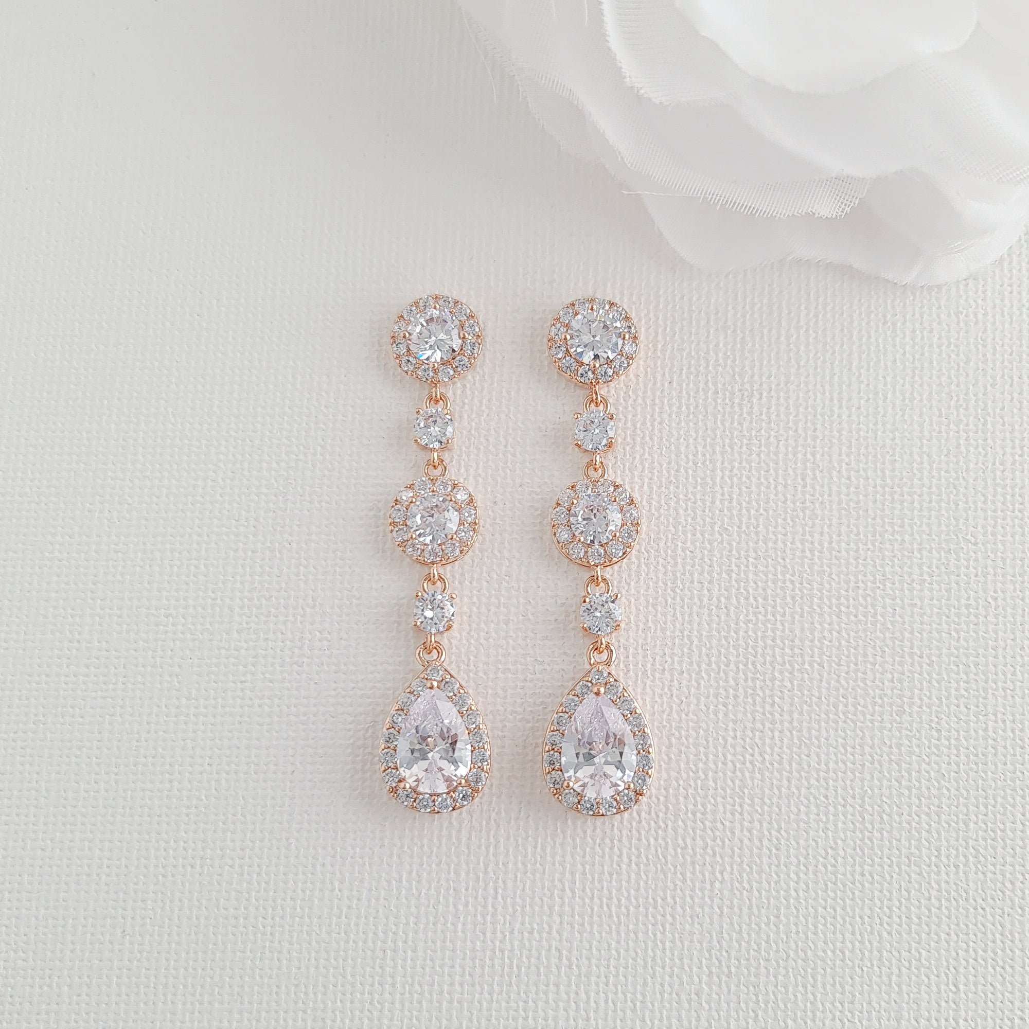 Round Crystal Earrings and Bracelet Set in Gold for Brides-Reagan