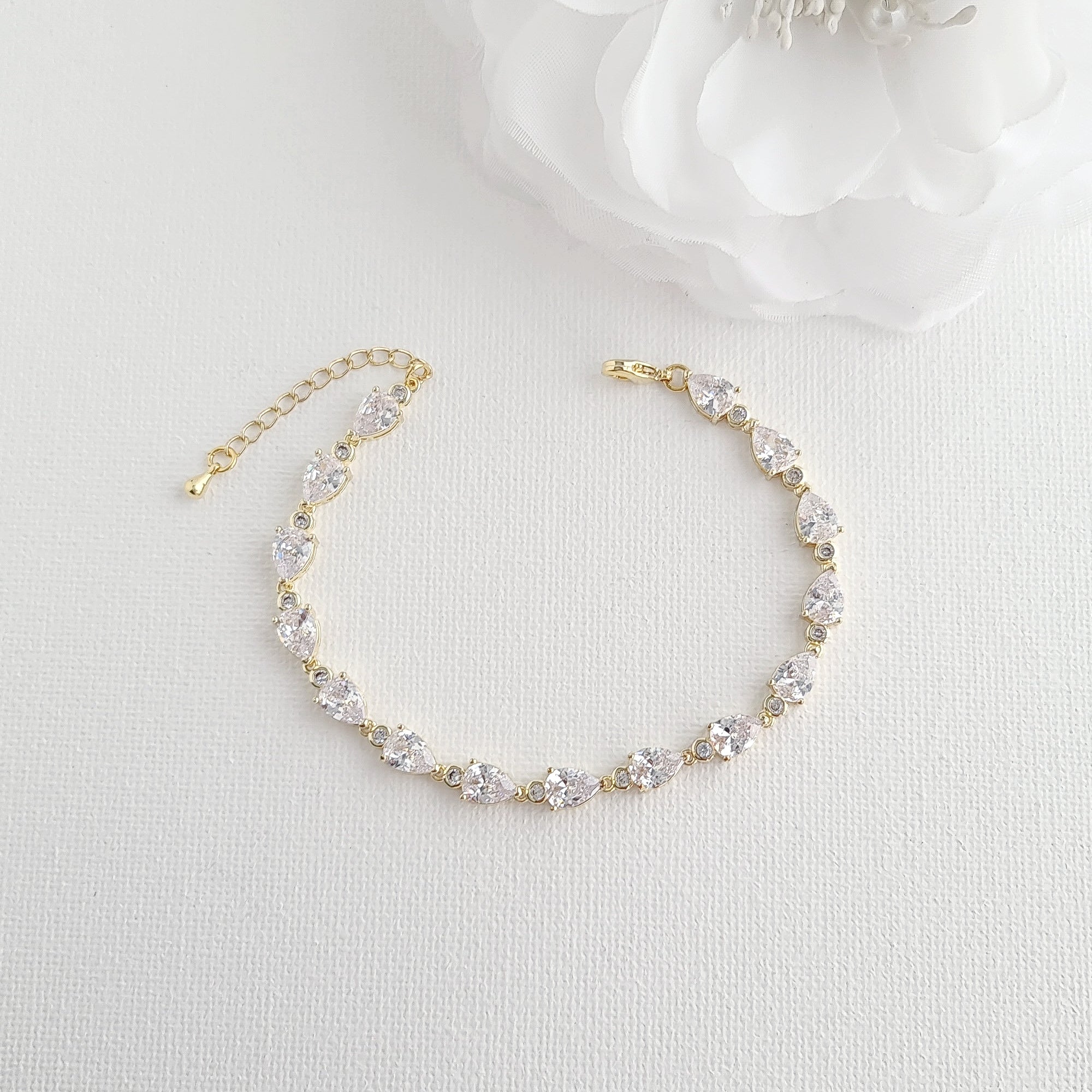 Cubic Zirconia Necklace Earrings Bracelet Set for Wedding-Ivy
