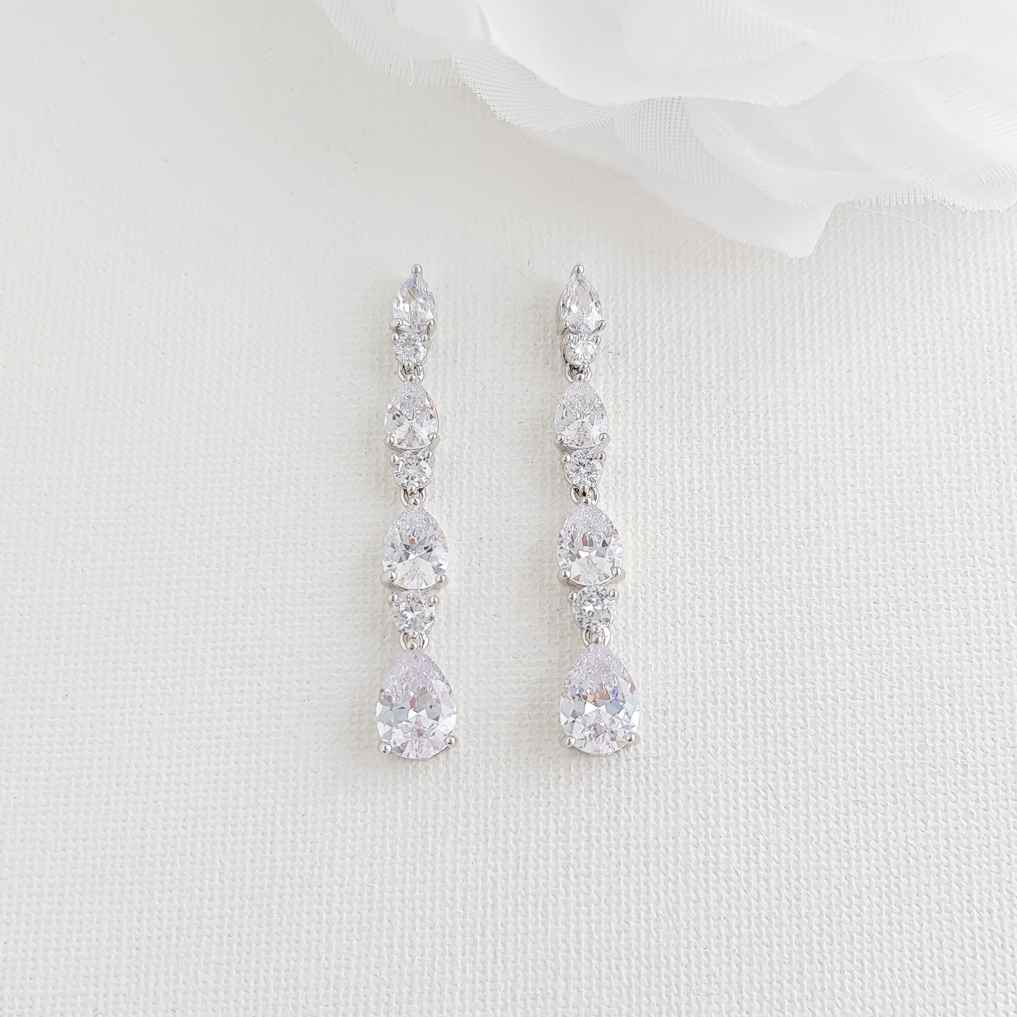 Linear Wedding Earrings-Hazel