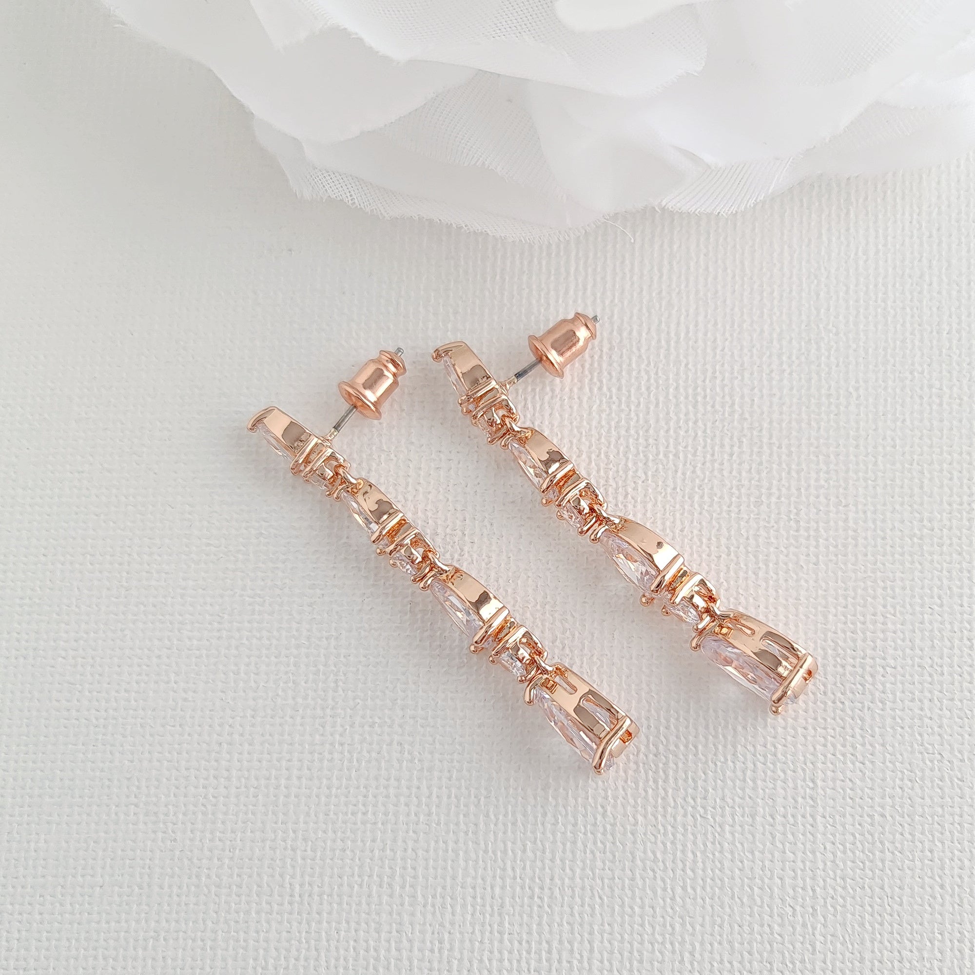 Linear Wedding Earrings-Hazel