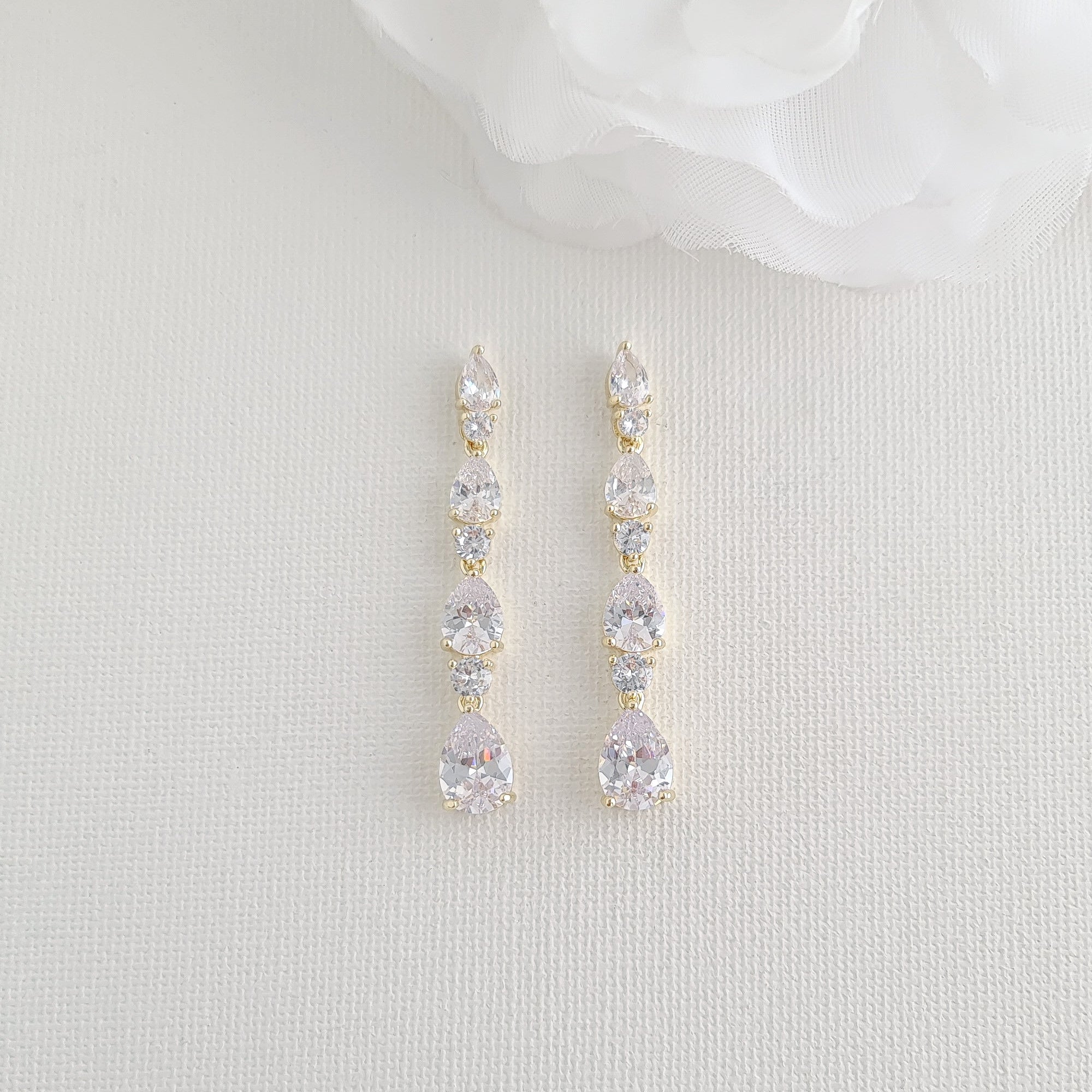 Linear Wedding Earrings-Hazel