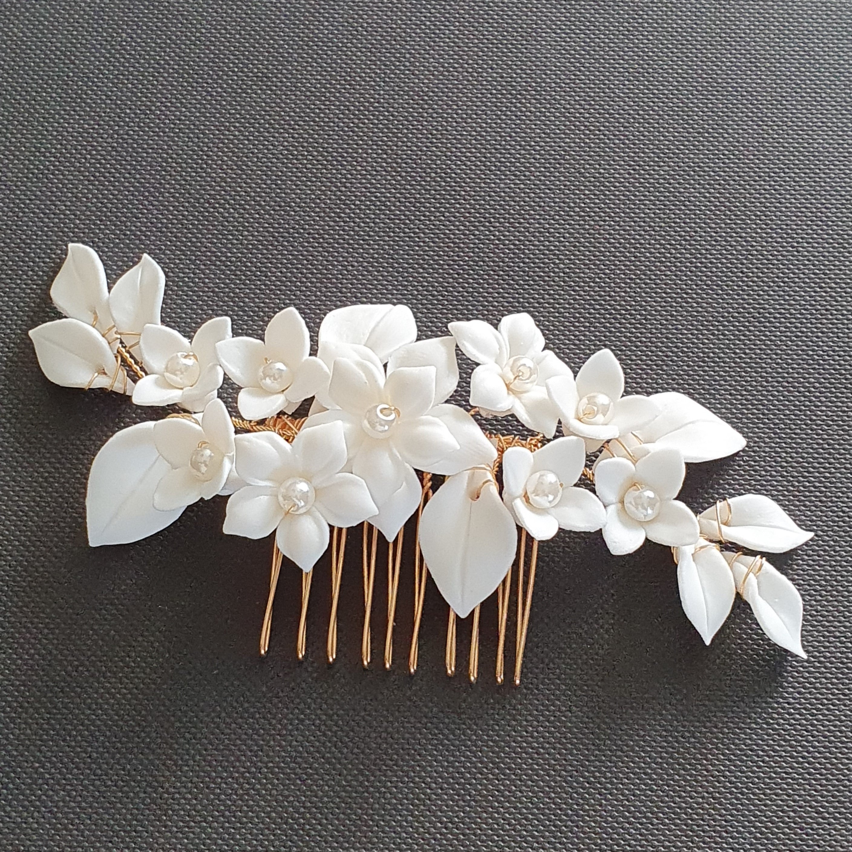 Bridal Flower Hair Comb for Wedding- Snow Drops