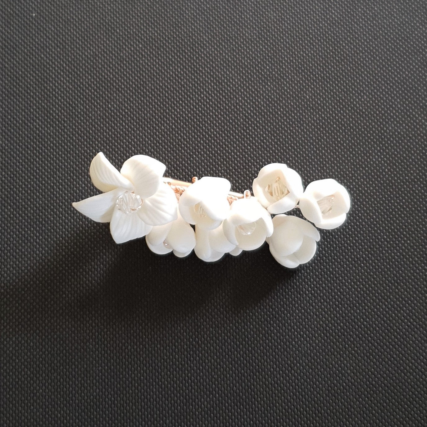 Bridal Barrette in White Flowers-Lilac