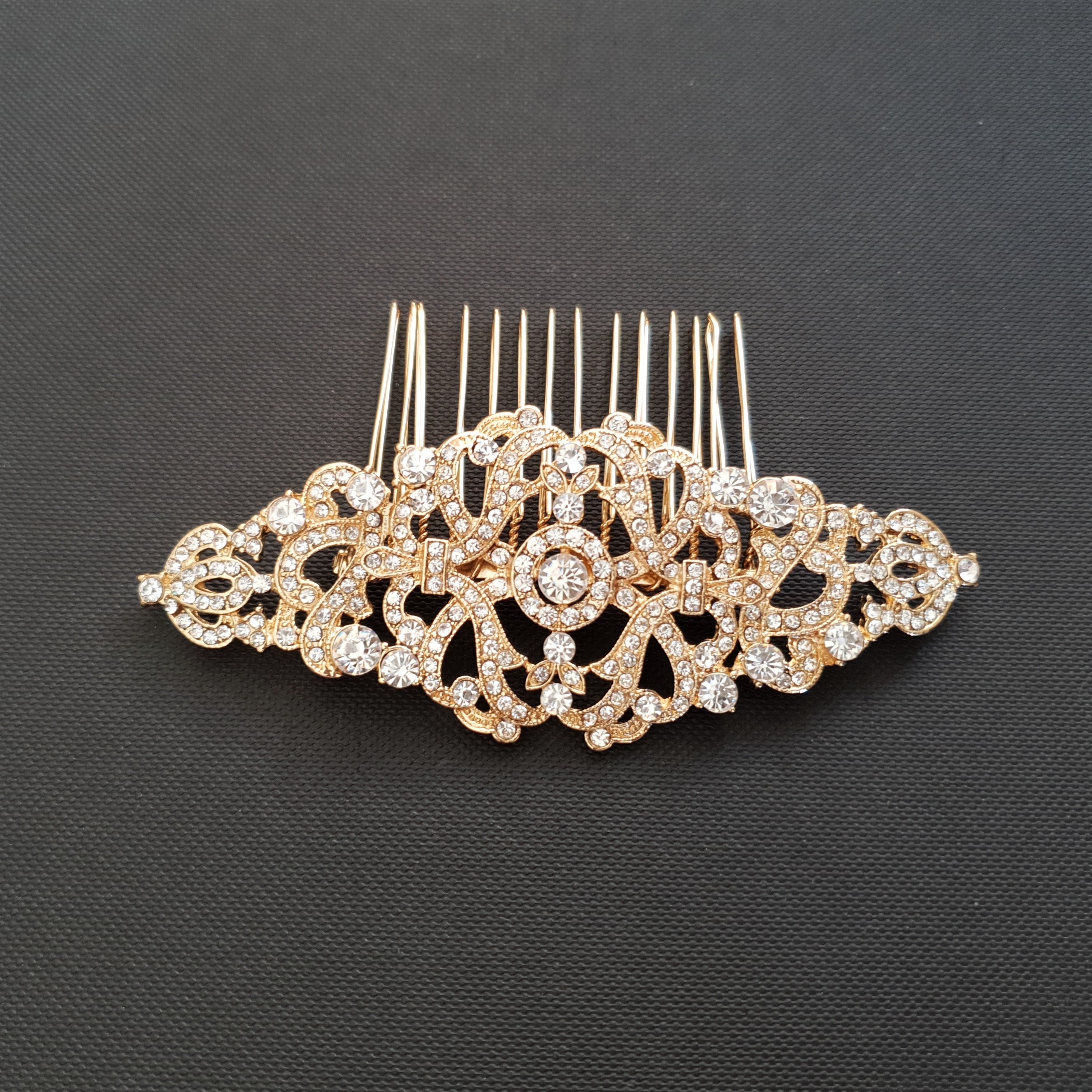 Vintage Design Bridal Hair Comb in Gold- Seraphina