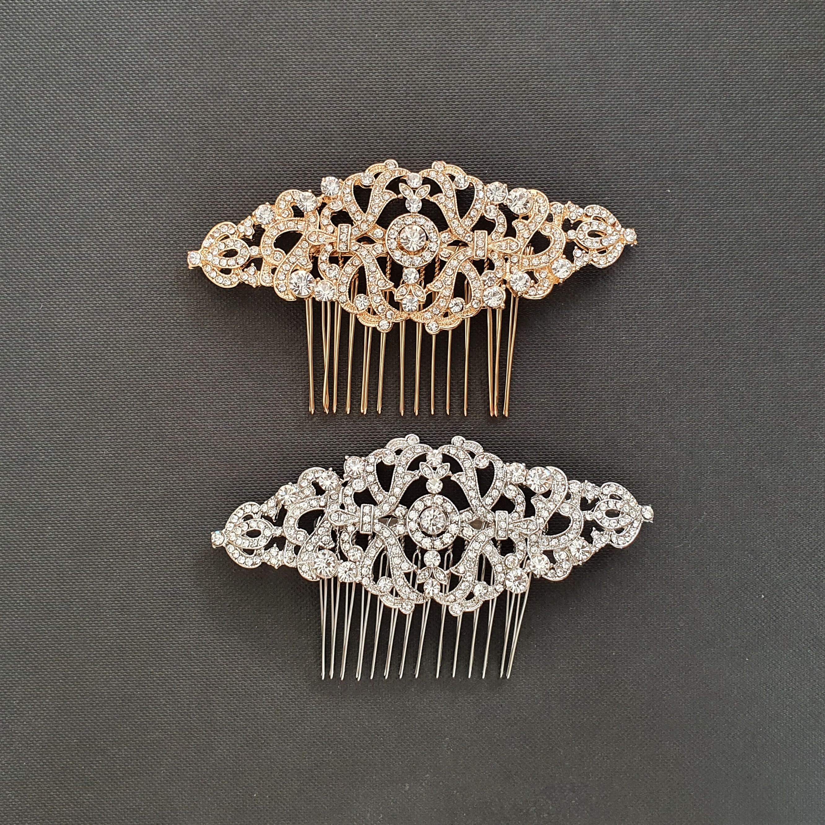 Vintage Crystal Hair Comb for Weddings-Seraphina