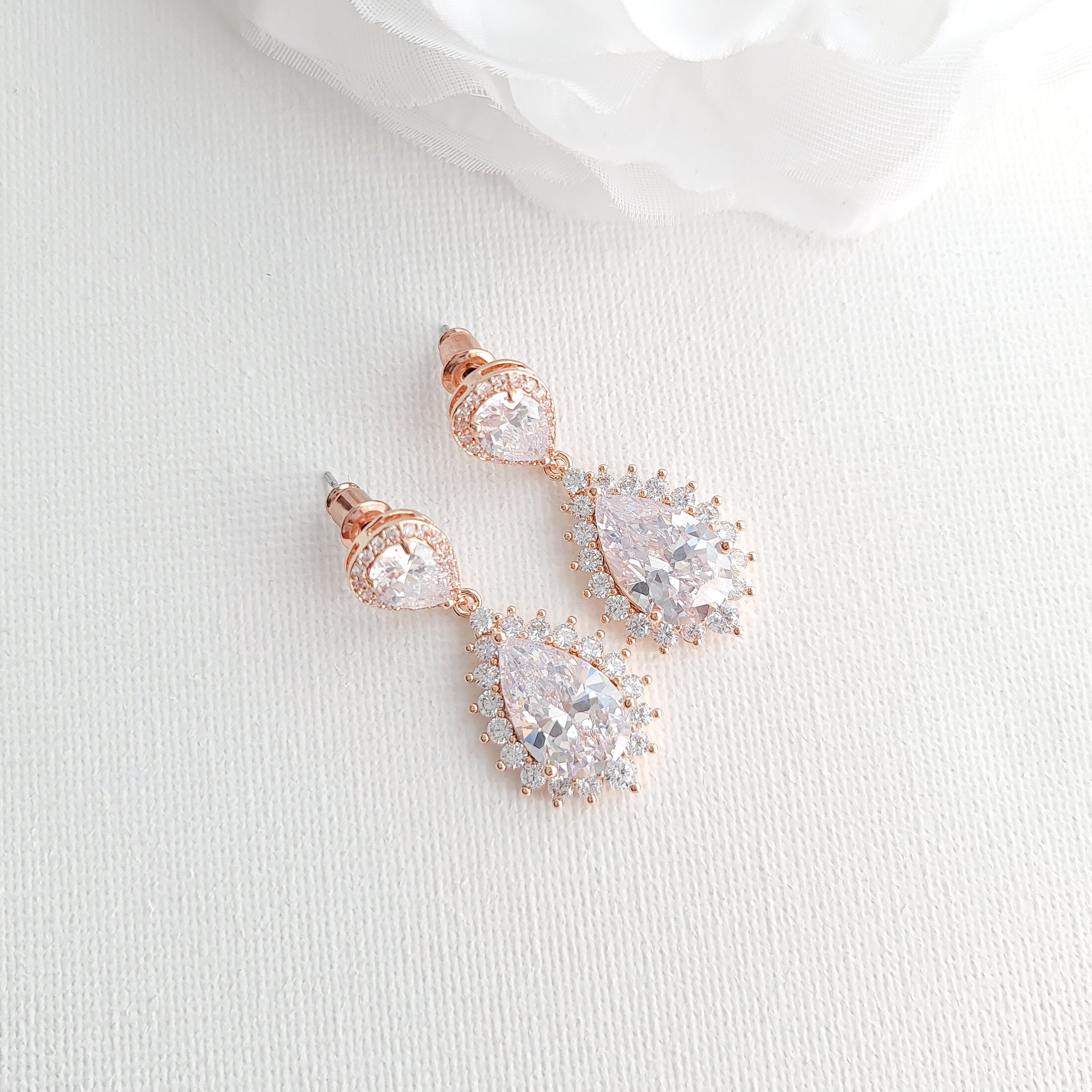 Gold Plated Teardrop Earrings for Brides & Women-Raya