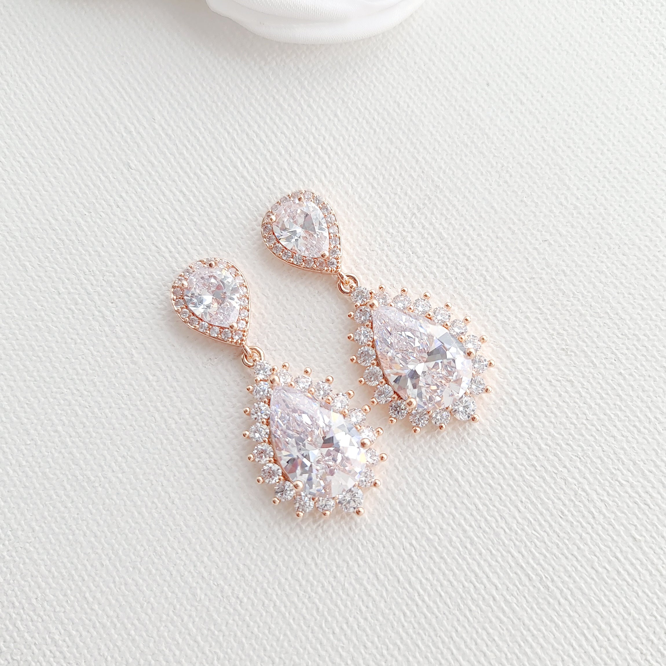 Gold Plated Teardrop Earrings for Brides & Women-Raya