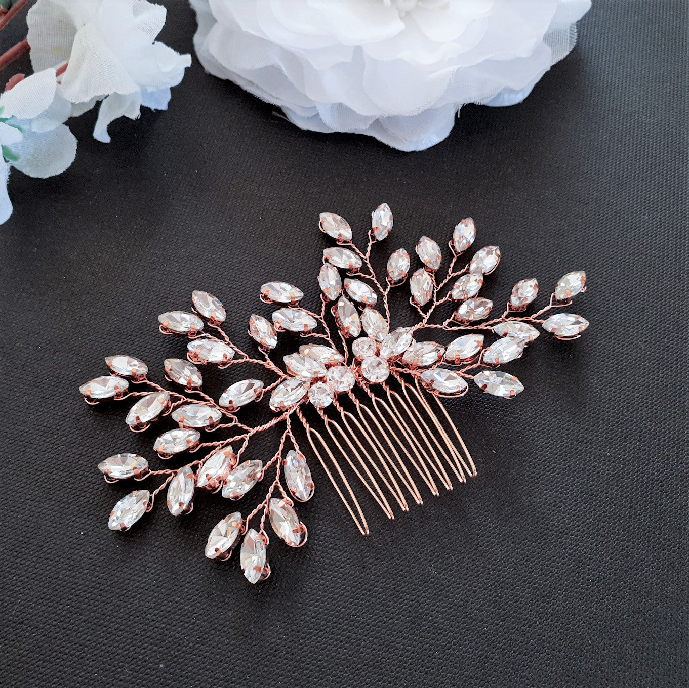 Delicate Gold and Crystal Bridal Hair Comb-Pasque