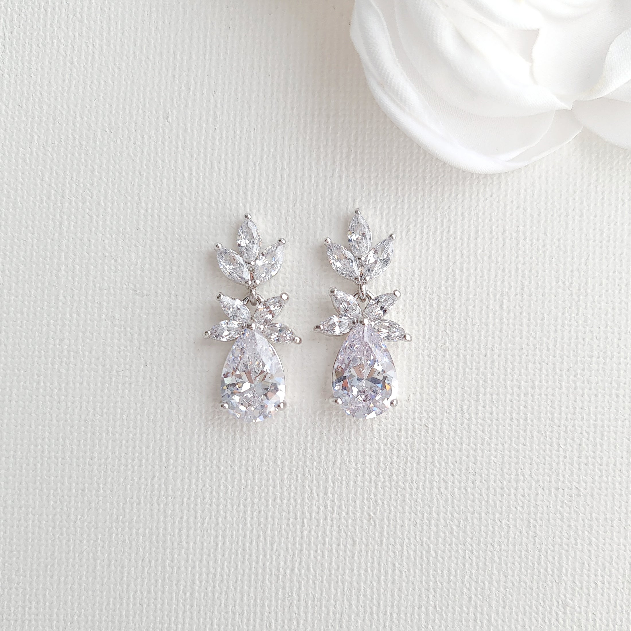 Leaf and Drop Earrings For Weddings-Stella