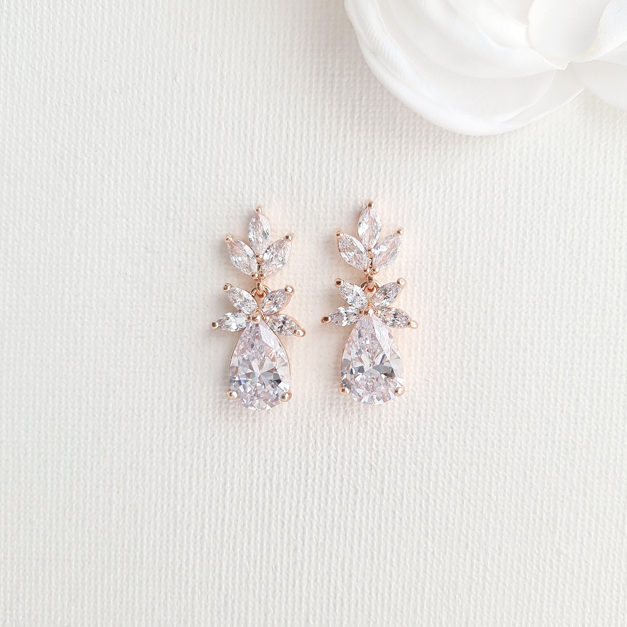 Leaf and Drop Earrings For Weddings-Stella