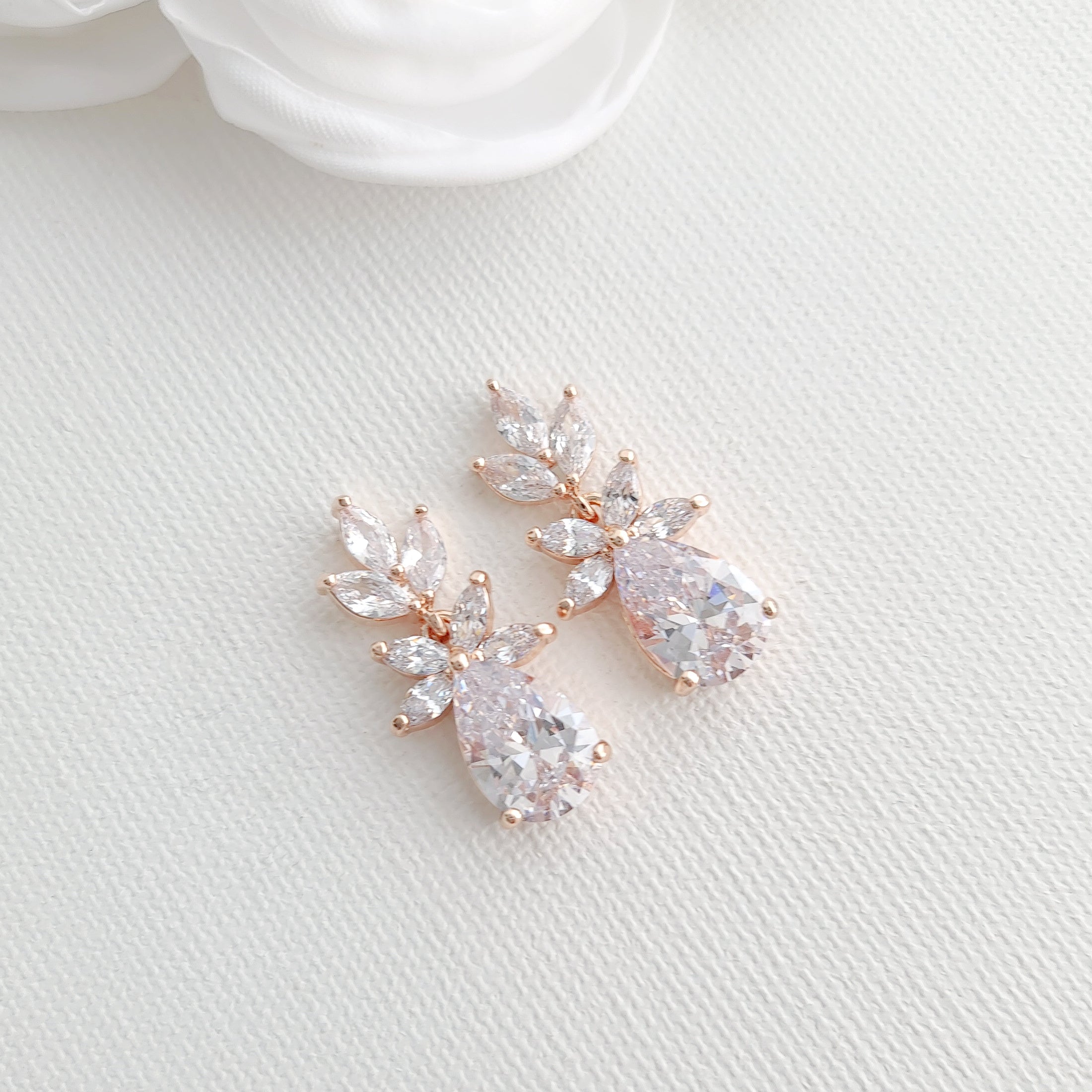 Leaf and Drop Earrings For Weddings-Stella
