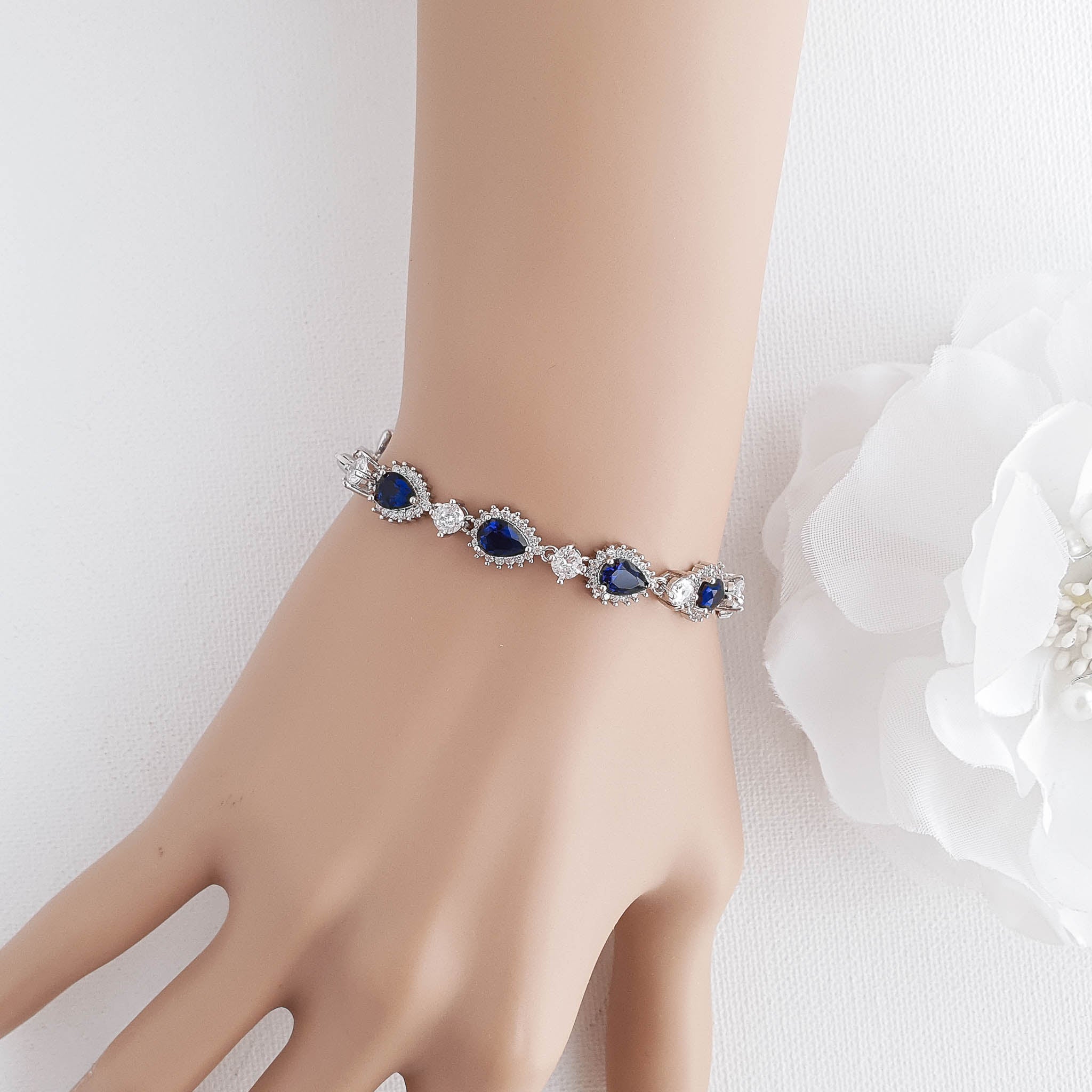 Blue Wedding Bracelet in Rose Gold-AOI