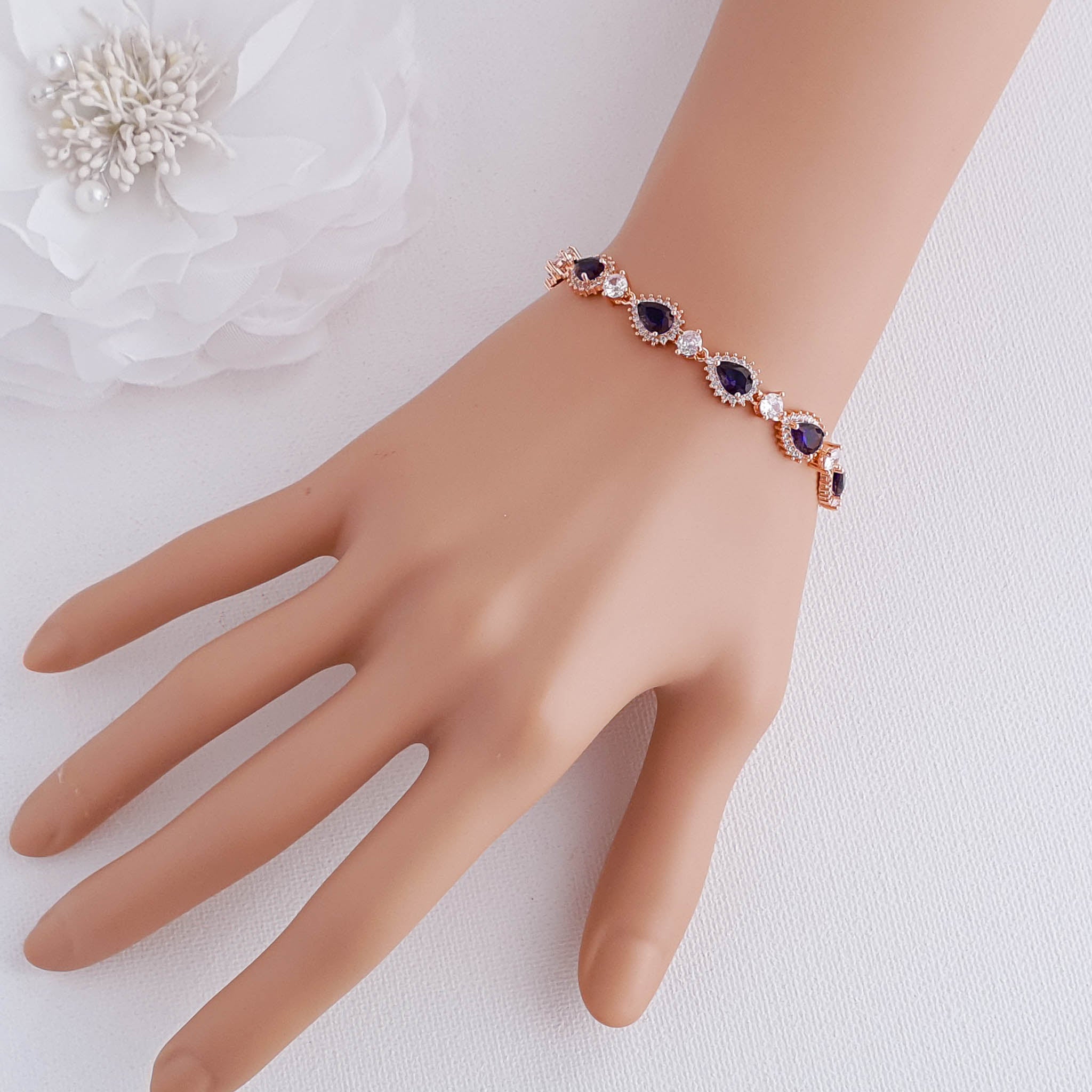 Blue Wedding Bracelet in Rose Gold-AOI