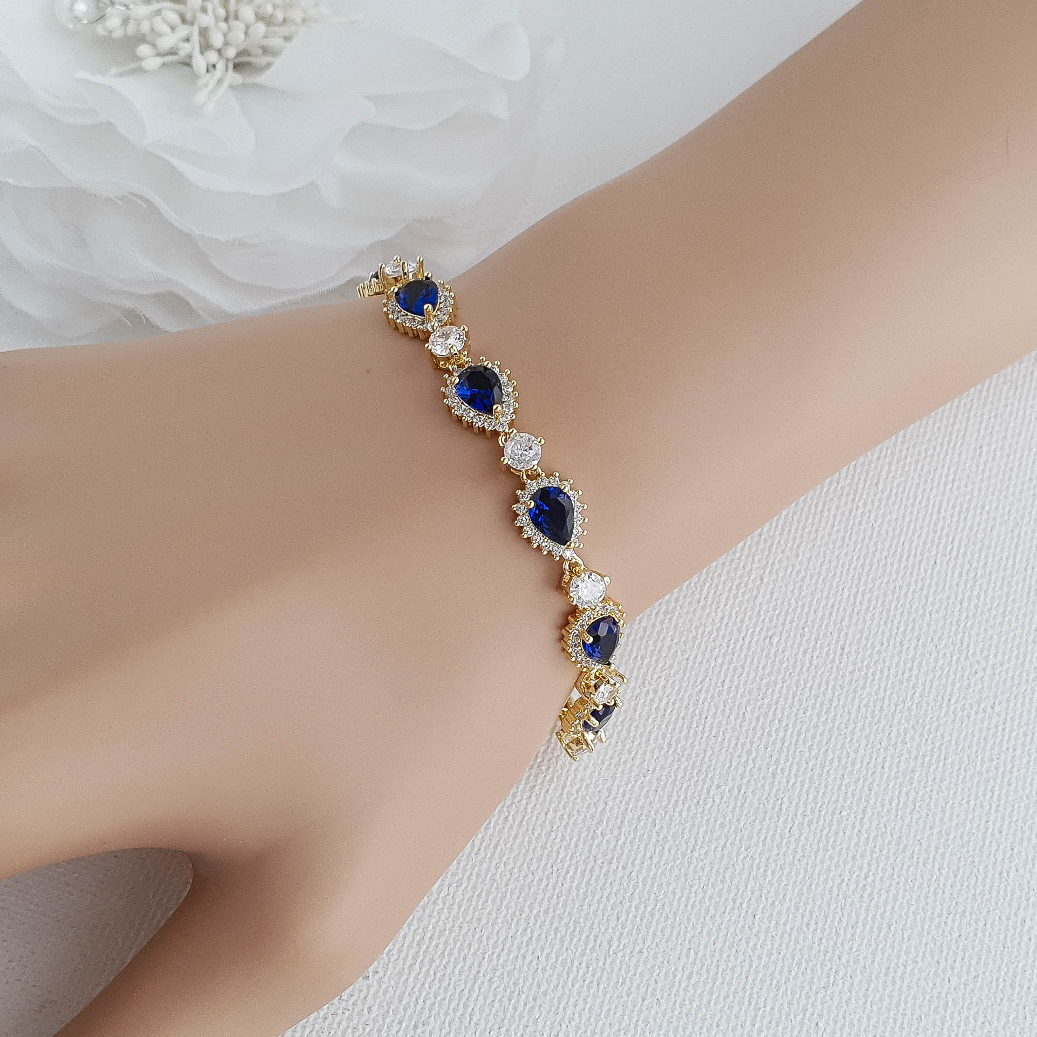 Blue Wedding Bracelet in Rose Gold-AOI