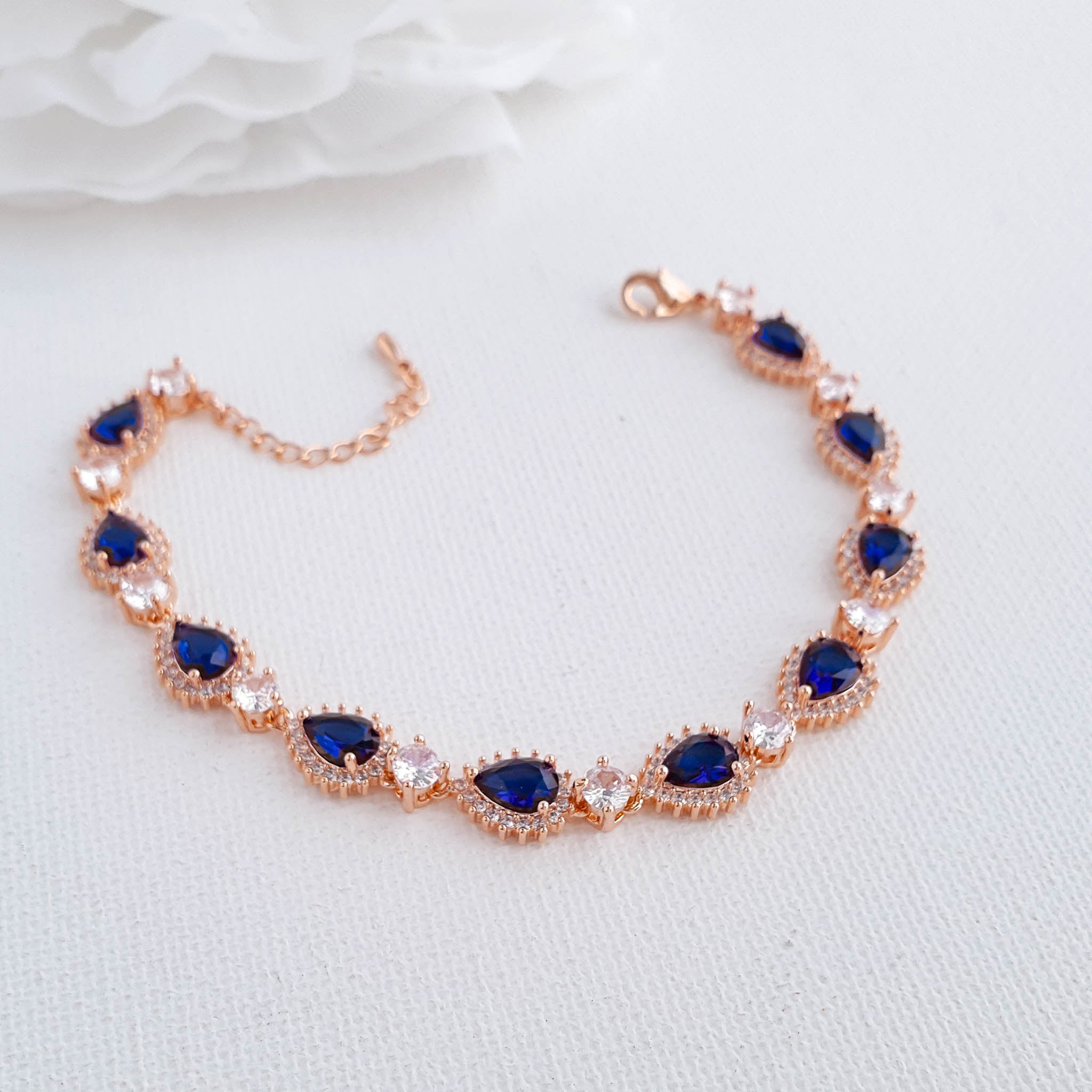 Blue Wedding Bracelet in Rose Gold-AOI